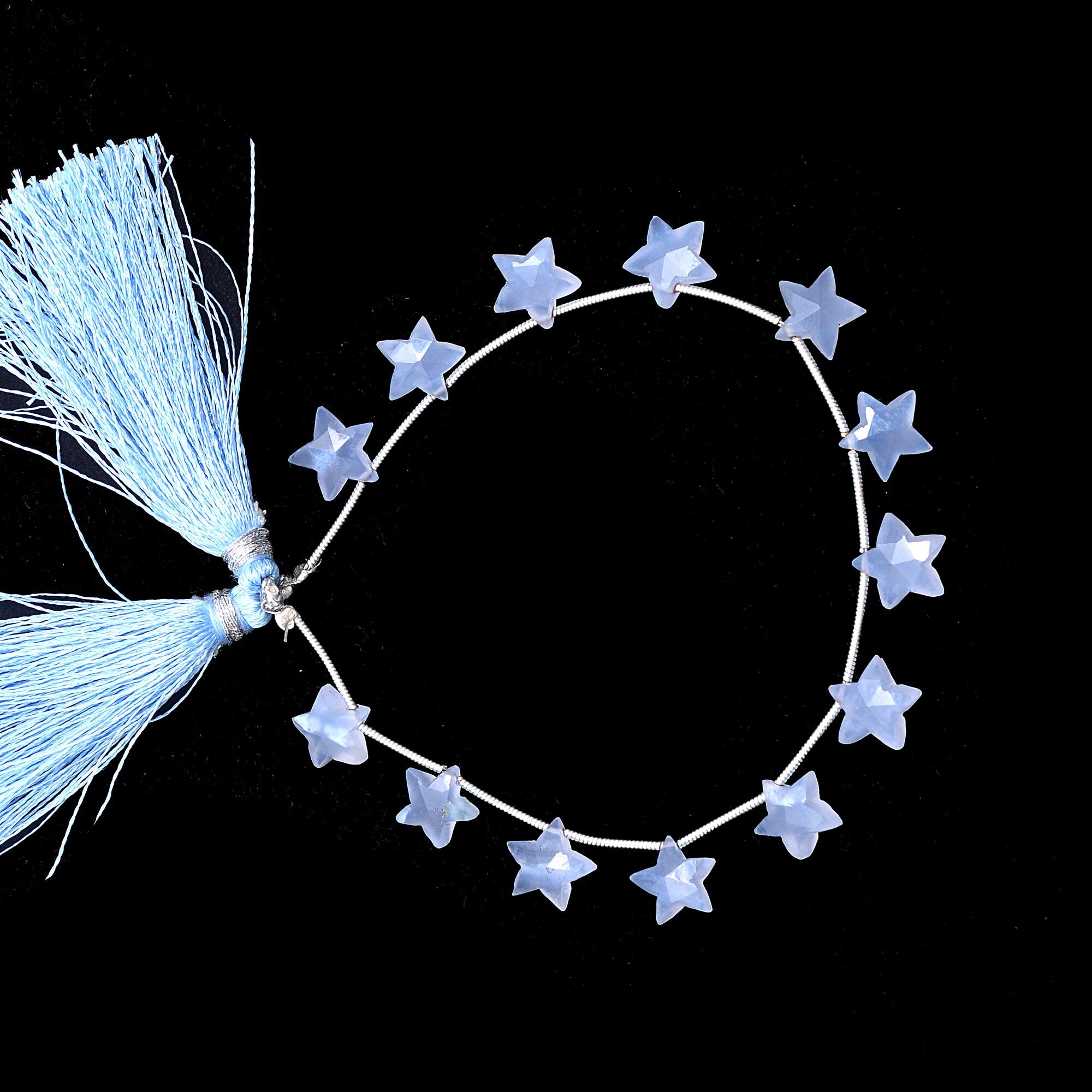 Blue Chalcedony Faceted 5 Corner Stars Beads, 9x9 mm To 10x10 mm, (SKU541)