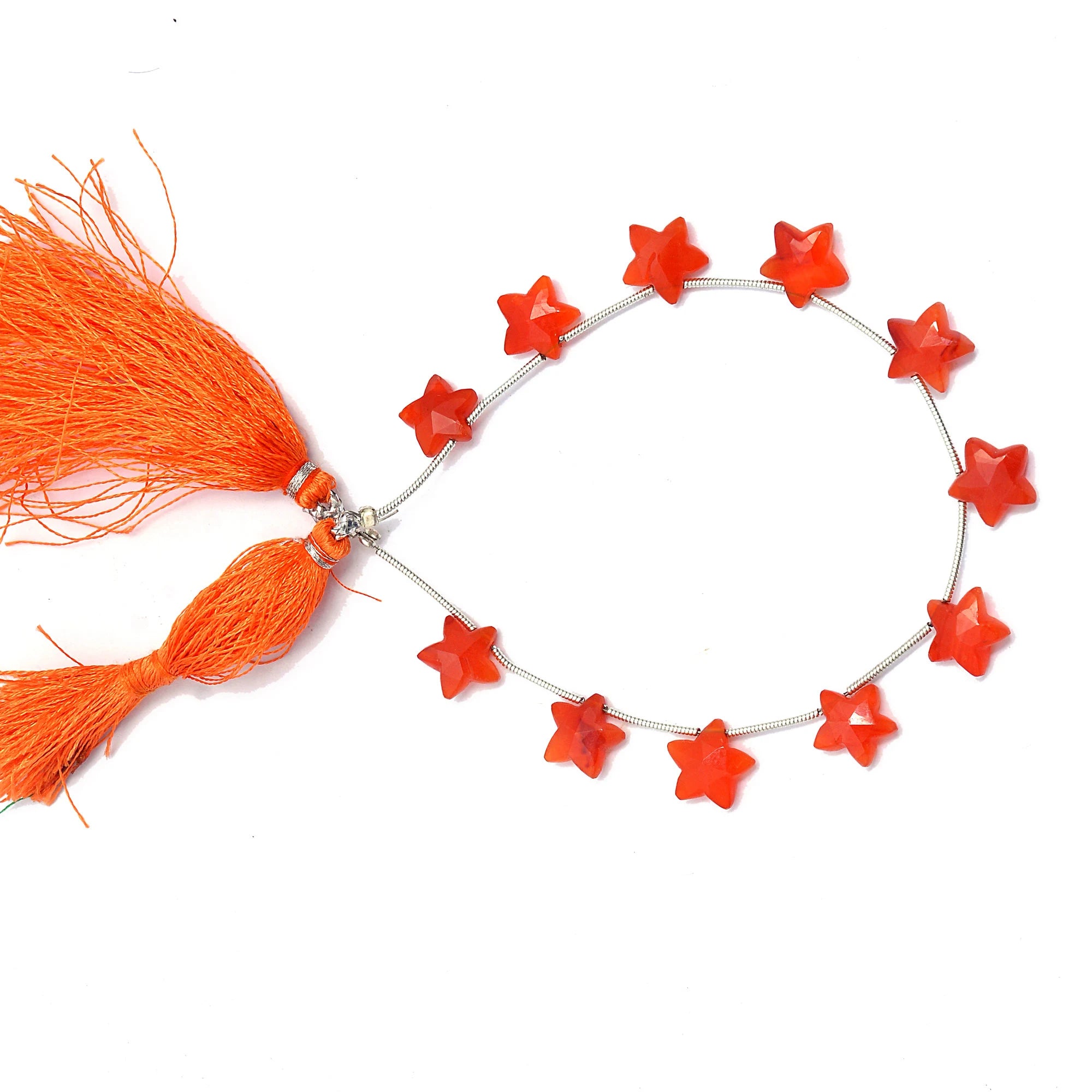 Natural Carnelian Star Beads, Orange Faceted Star Beads, 9 To 10 mm Beads, (SKU553)