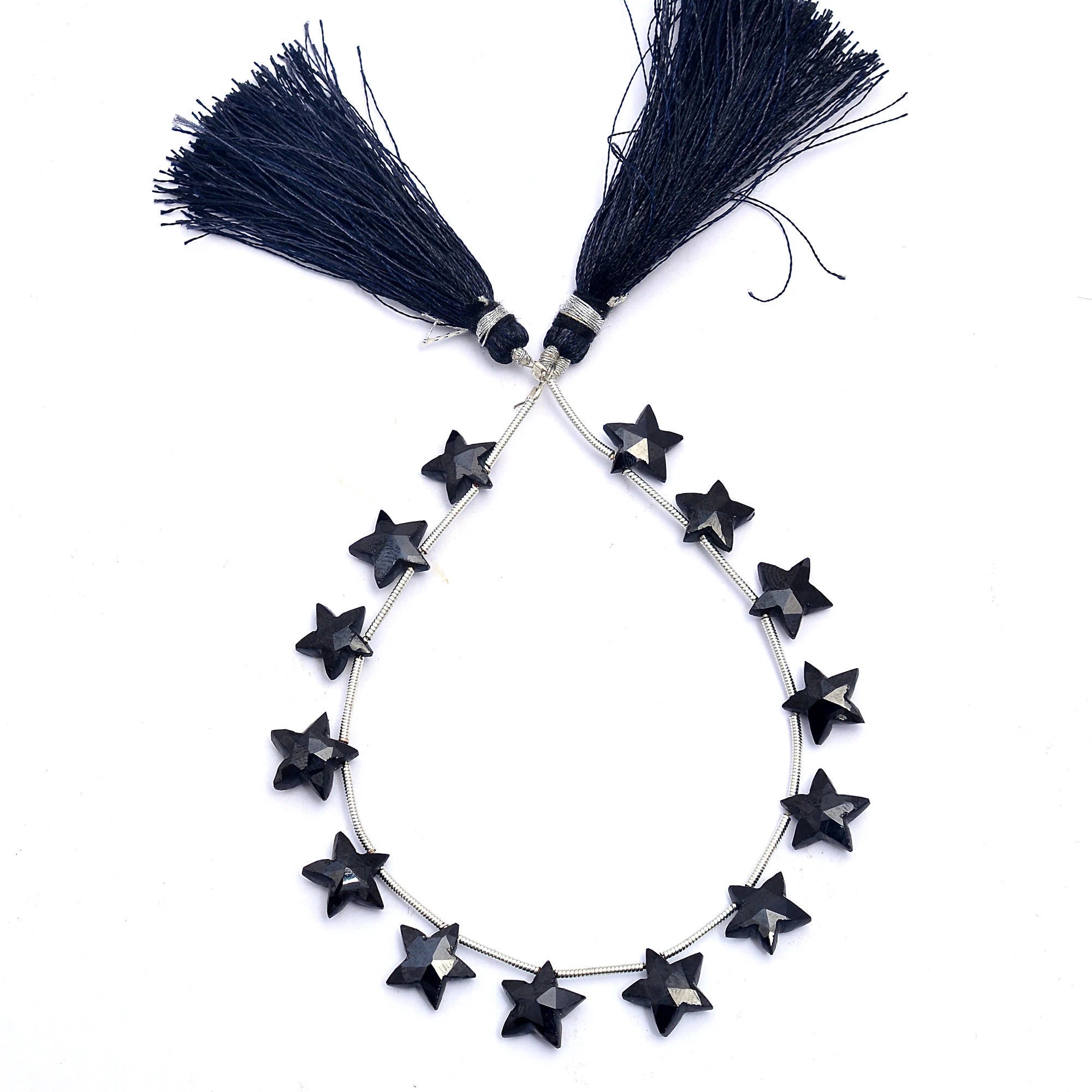 Natural Black Onyx Faceted 5 Corner Stars Beads, 9 To 10 mm, 8 Inch Strand, Wholesale Supplier, Black Star Beads (SKU555)