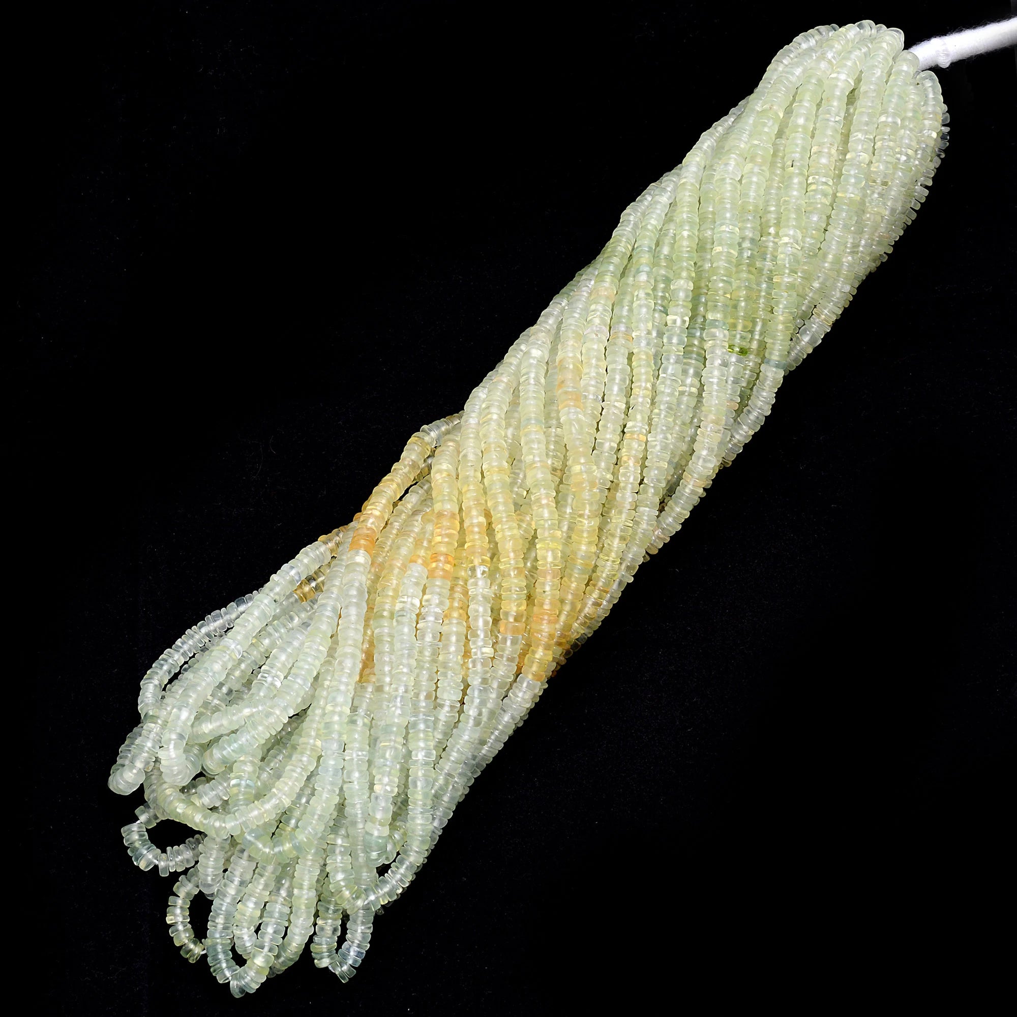 Natural Prehnite Smooth Heishi Tyre Beads, 3.5 To 4.5 mm, 16 Inch Strand, (SKU522)