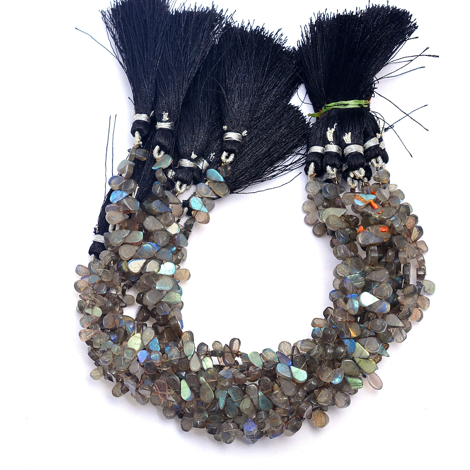 Natural Labradorite Smooth Pear Shape Gemstone Beads, 6 To 9 mm, 8 Inch, (SKU524)