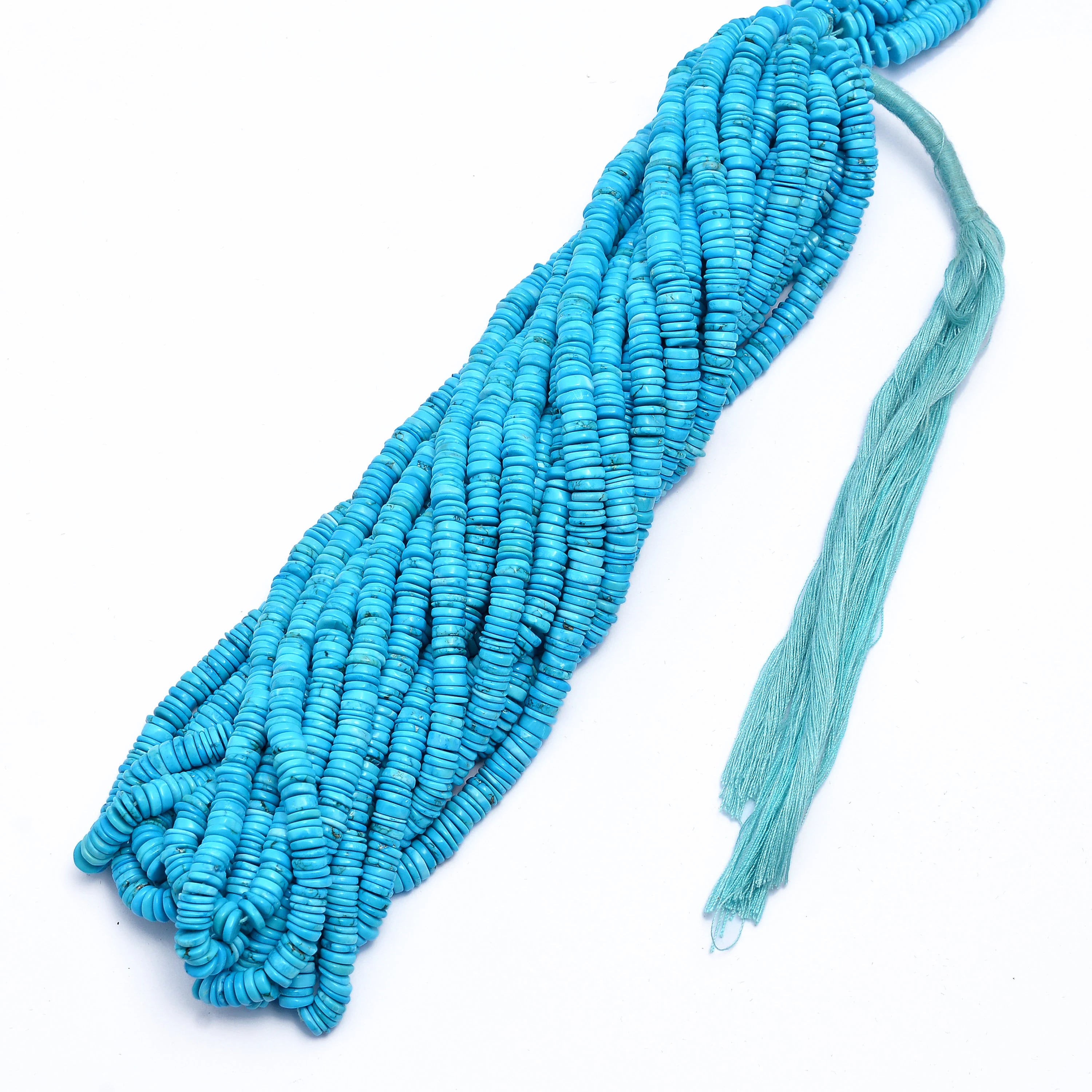 Natural Turquoise Smooth Tyre Beads, 5.5 mm To 6 mm, 17 Inch Strand, SKU595
