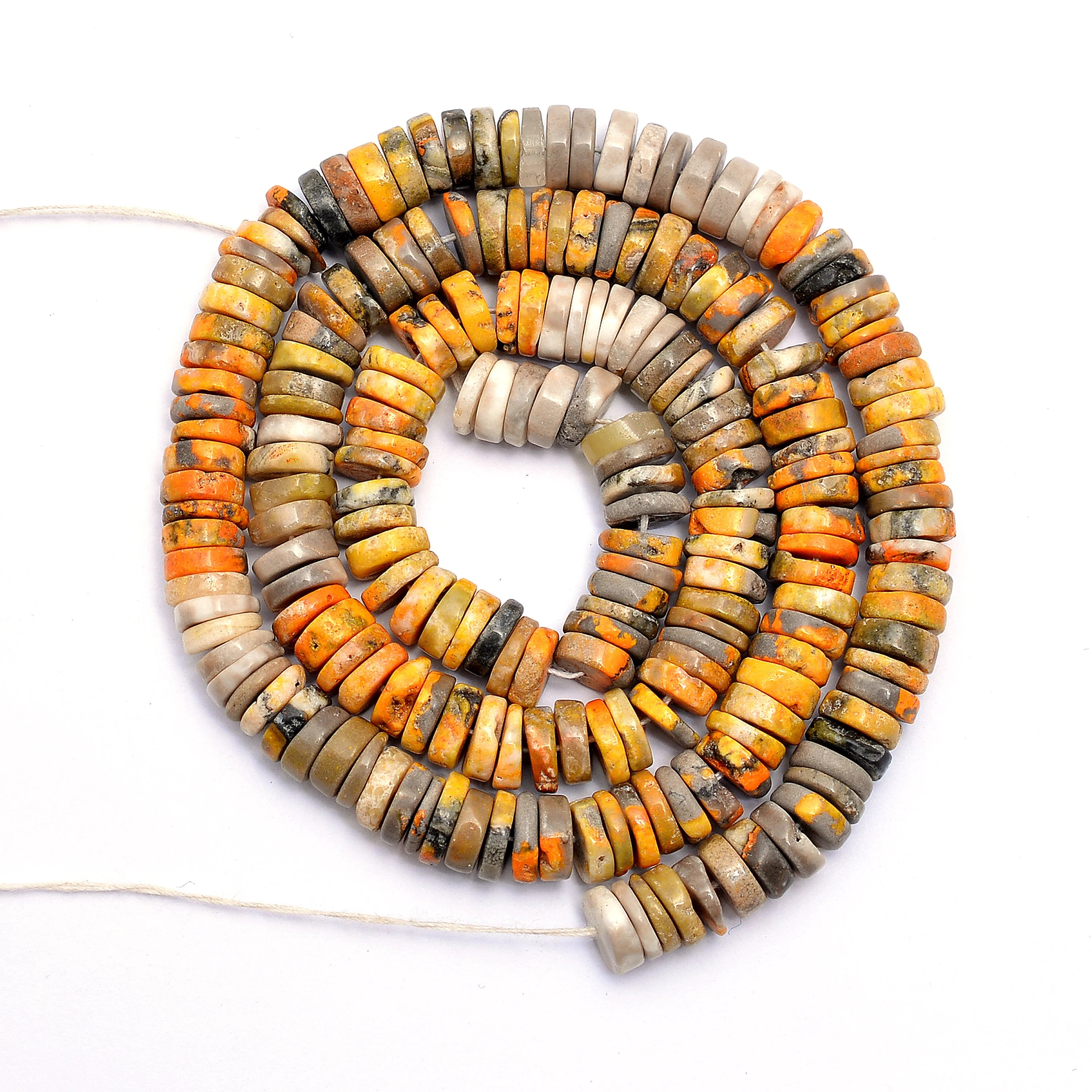 Bumble Bee Smooth Coin Beads, Bumble Wheels Beads, Bumble Heishi Coin Beads, Bumble Gemstone Jewelry Making Beads, 17 Inch