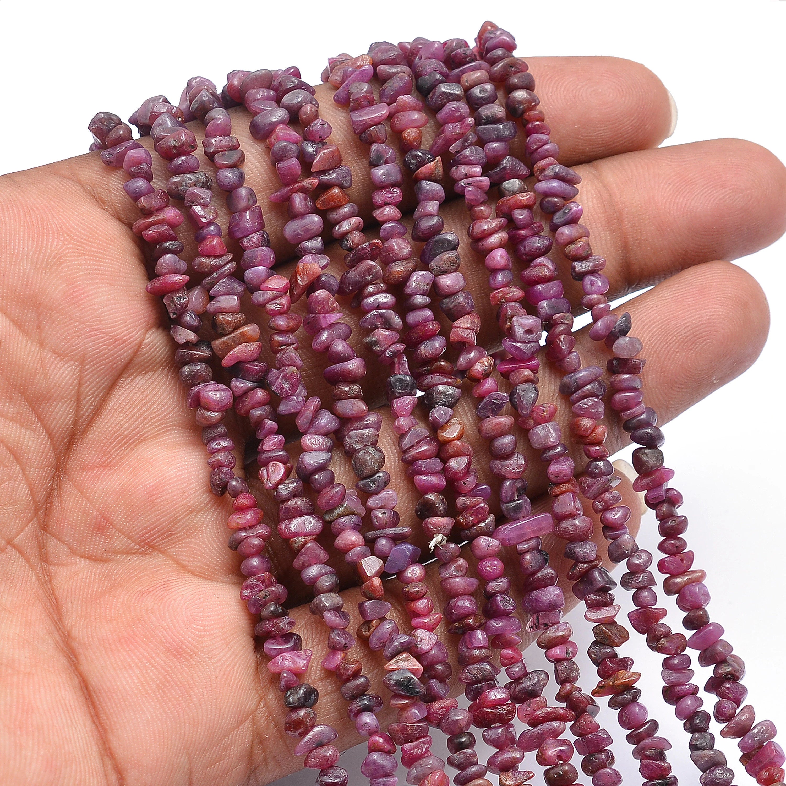 Natural Ruby Smooth Nuggets Gemstone Beads, 3 To 4 mm, 34 Inch Strand, (SKU600)