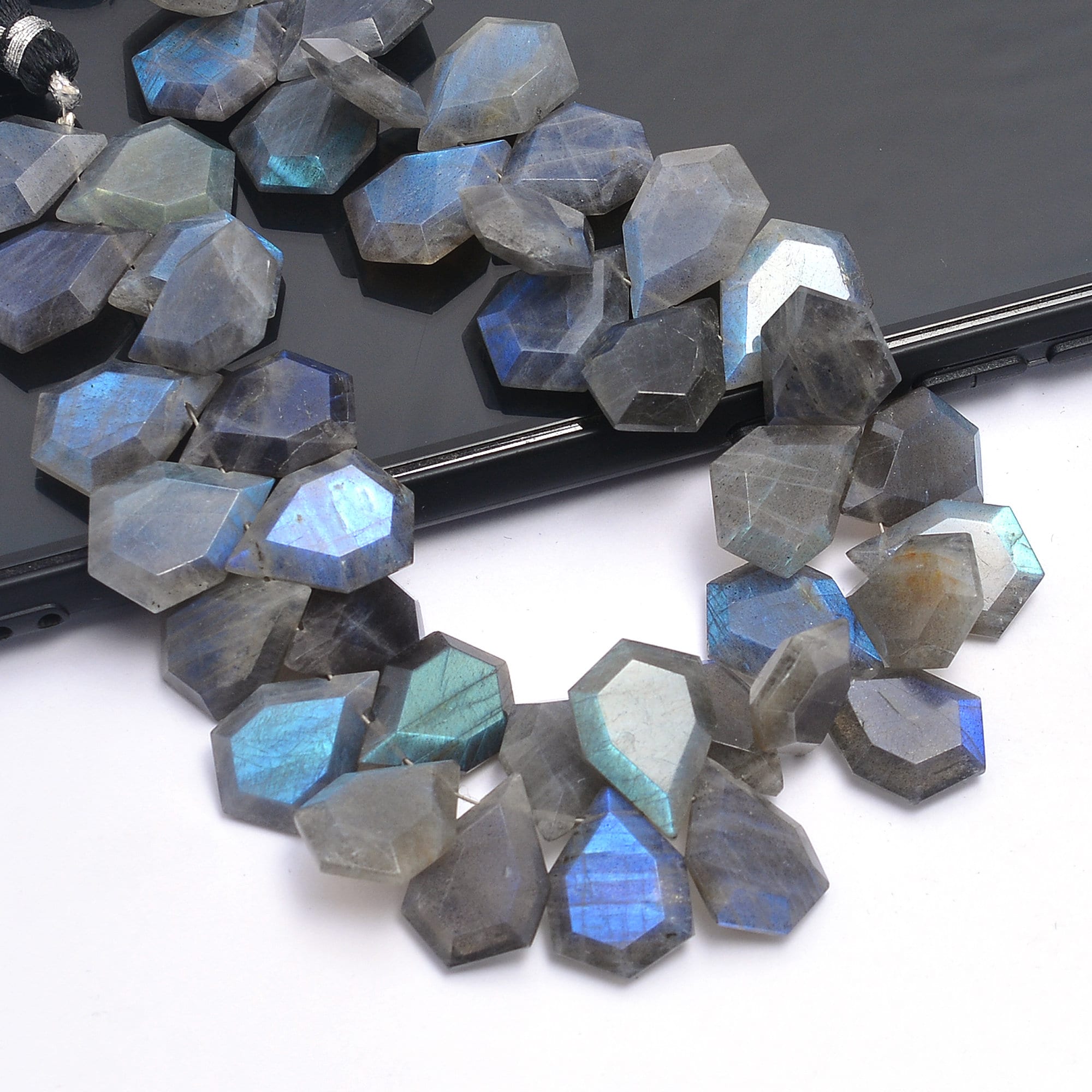 Labradorite Six Corner Faceted Pear Beads, 11x17 mm To 12x18 mm, Labradorite Hexagon Pear , Labradorite Jewelry Making Beads, 8 Inch