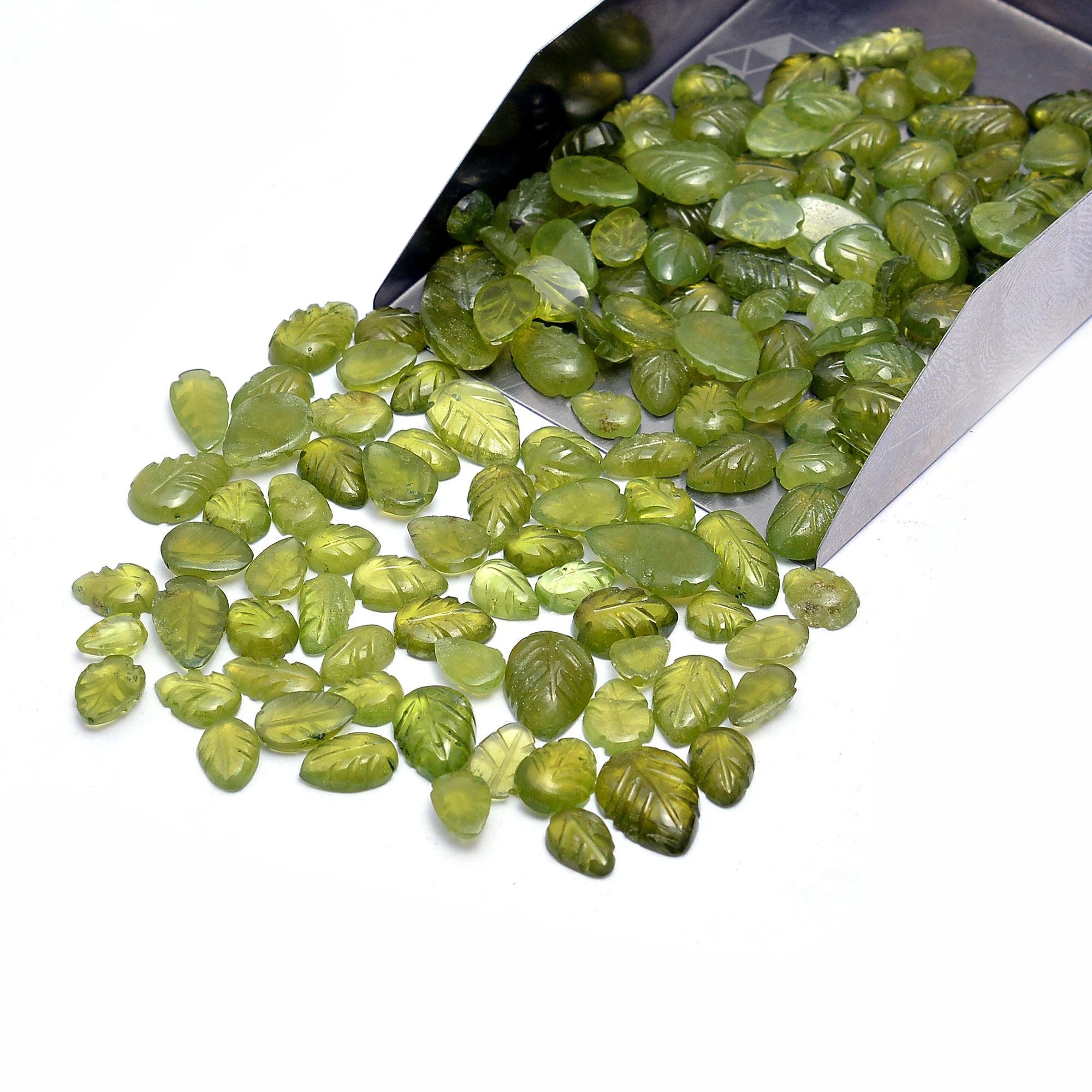 Natural Vessonite Carving Leaf Loose Gemstone, 7 To 12 mm, (SKU621)