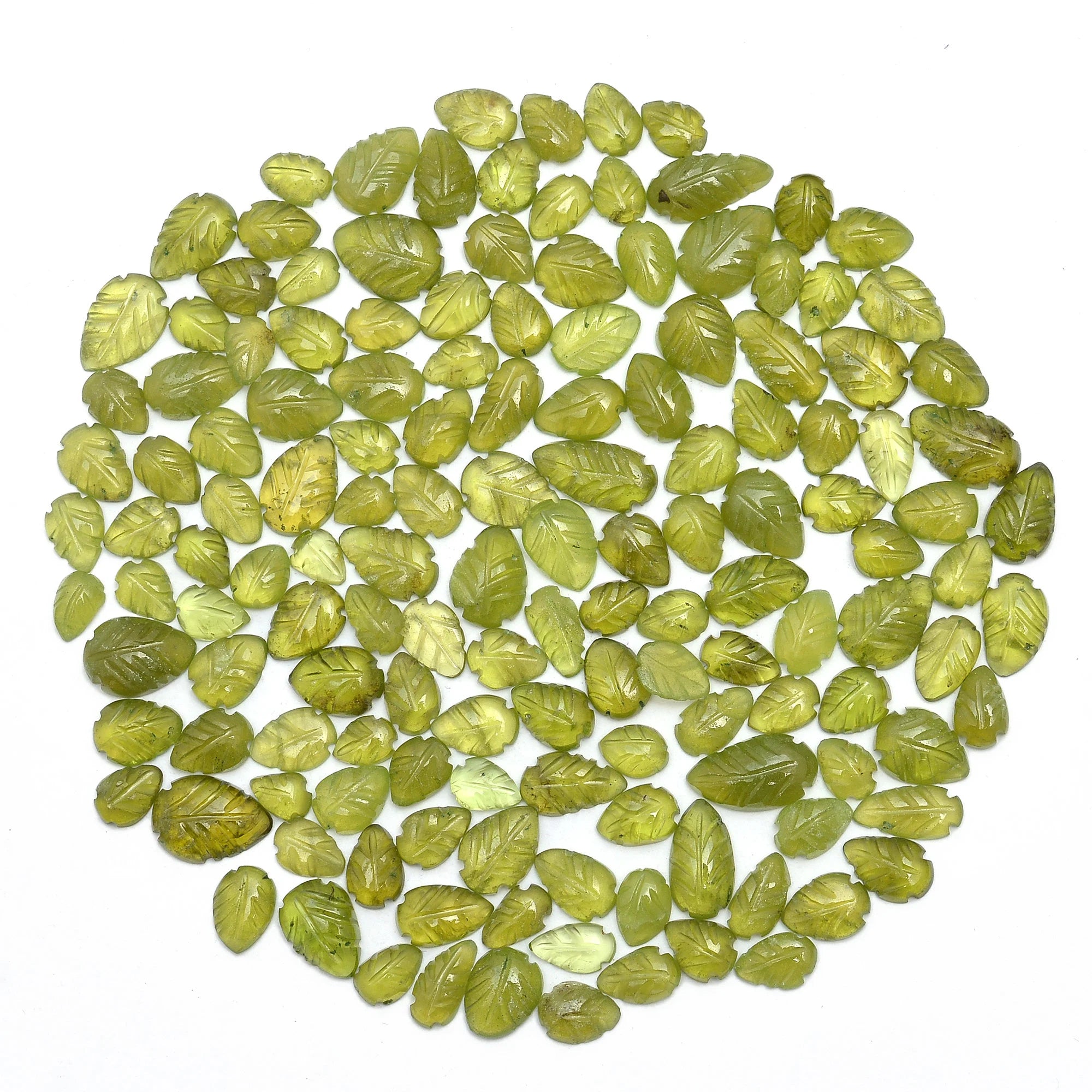 Natural Vessonite Carving Leaf Loose Gemstone, 7 To 12 mm, (SKU621)