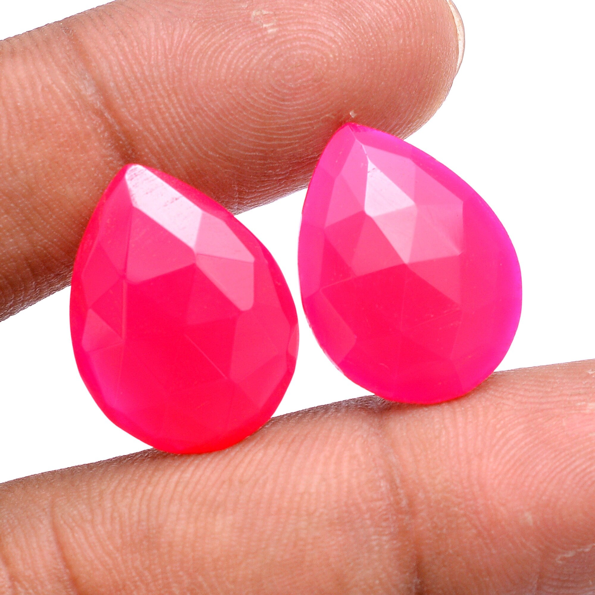 Pink Chalcedony Pear Cut Loose Gemstone, 15x20mm - Perfect for Earrings & Jewelry Making, (SKU 199)