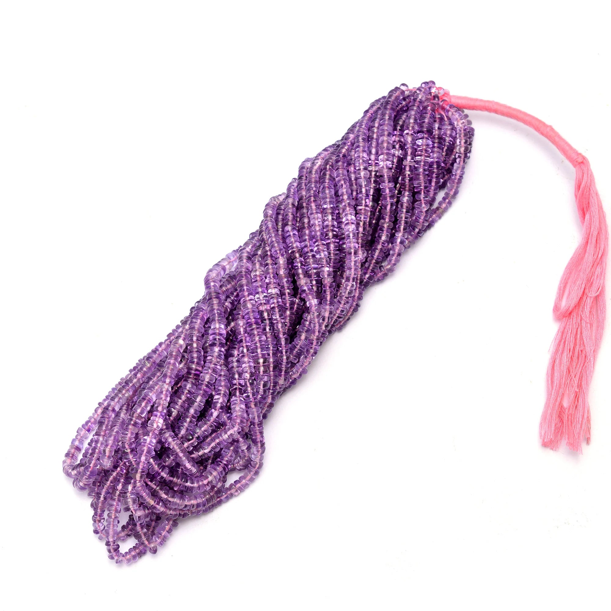 Natural Pink Amethyst Smooth Tyre Gemstone Beads, 16 Inch Strand, (SKU632)