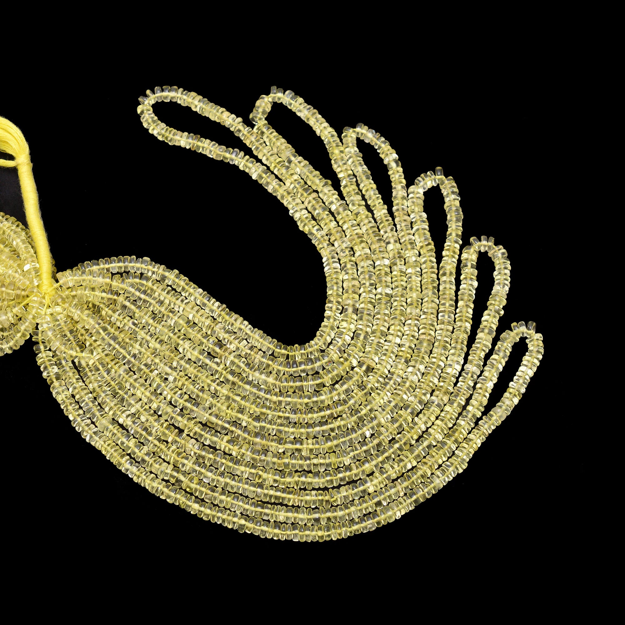 Lemon Quartz Smooth Tyre Beads, 5 mm, Quartz Wheels Beads, SKU633