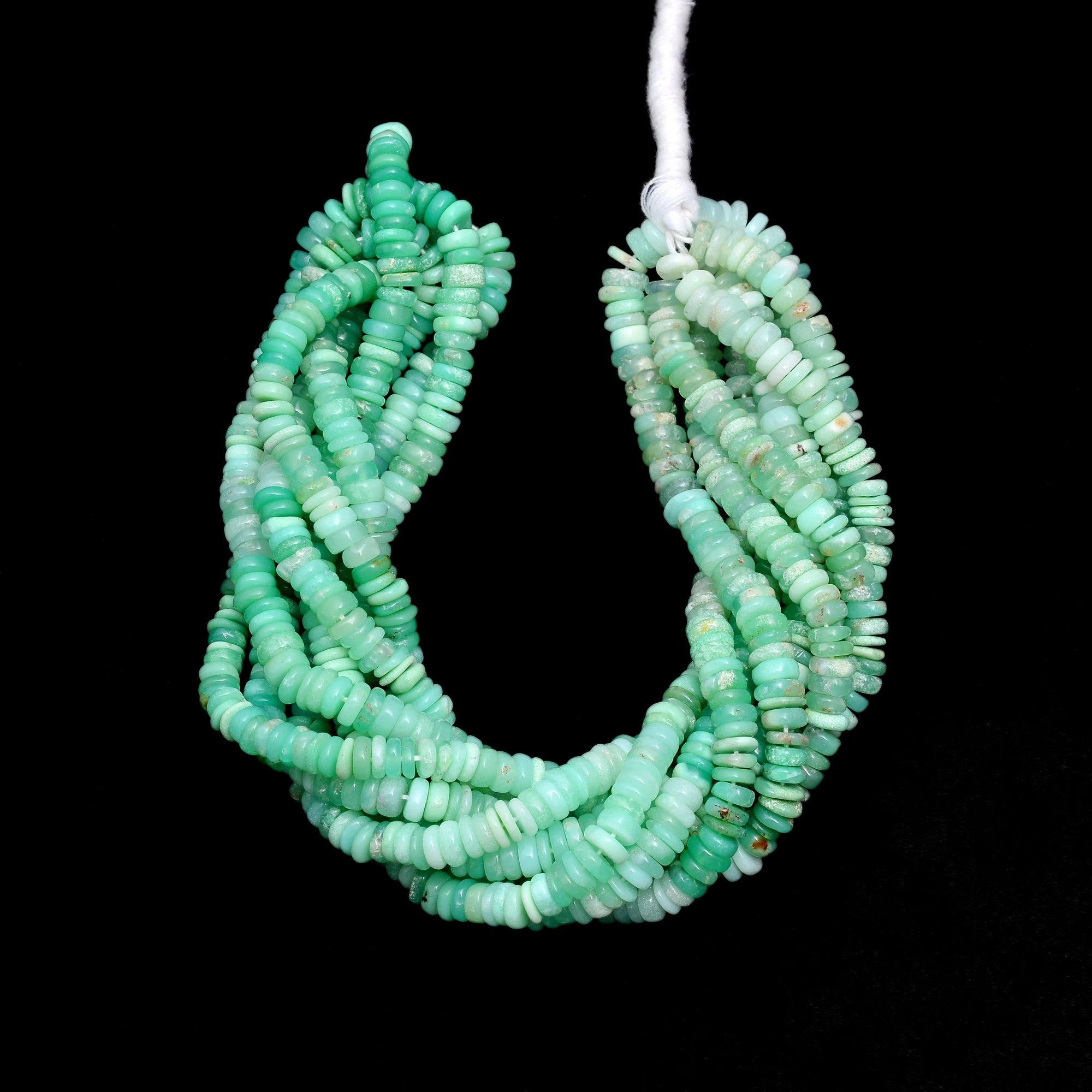 Chrysoprase Smooth Tyre Beads, Green Heishi Beads, (SKU646)