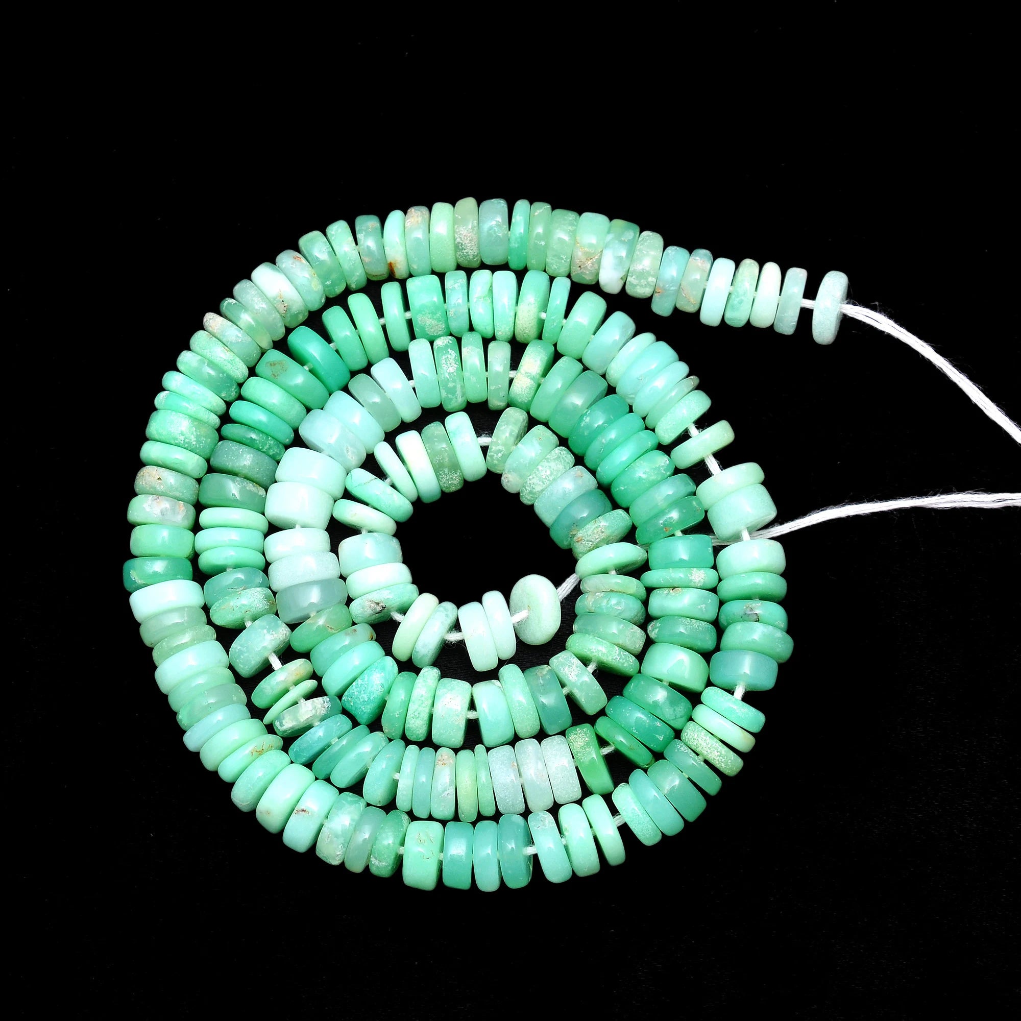 Chrysoprase Smooth Tyre Beads, Green Heishi Beads, (SKU646)
