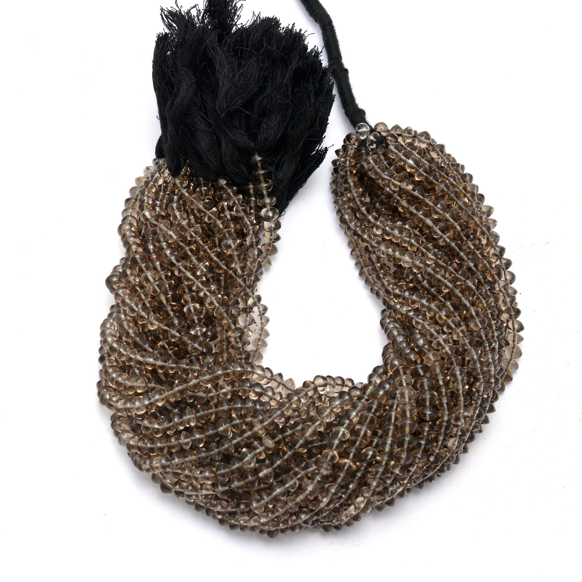 Natural Smoky Quartz Smooth Rondelle Beads, (SKU648)