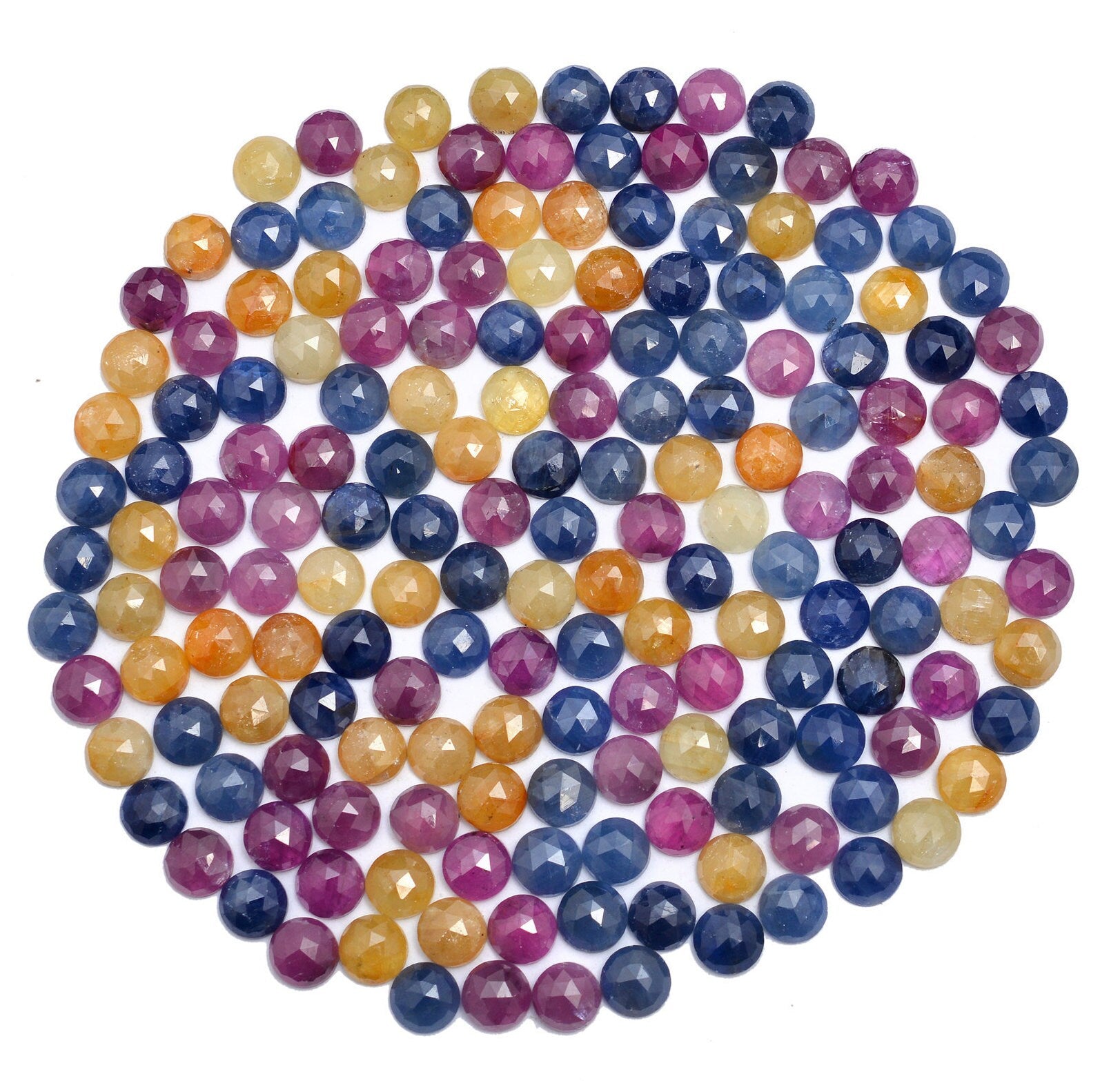 Multi Color Sapphire Round Gemstone, Faceted Round Loose Gemstone, (SKU665)