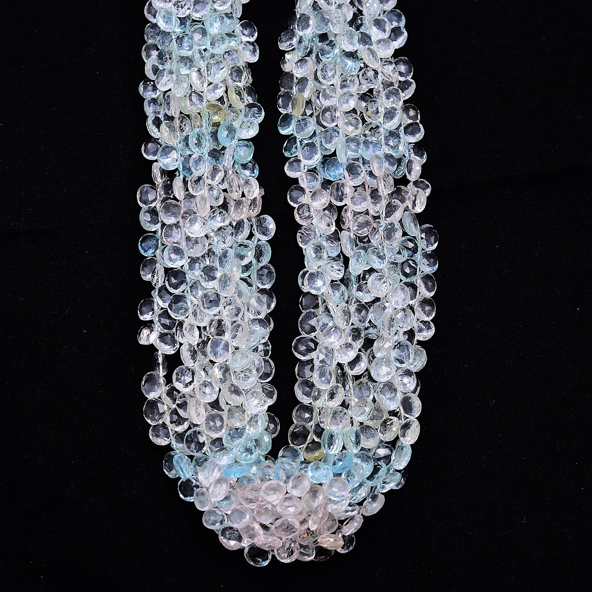 Aquamarine Faceted Heart Beads, Blue Aquamarine Heart, Aquamarine Handmade Jewelry Making Gemstone Beads, 14 Inch Strand, SKU 064