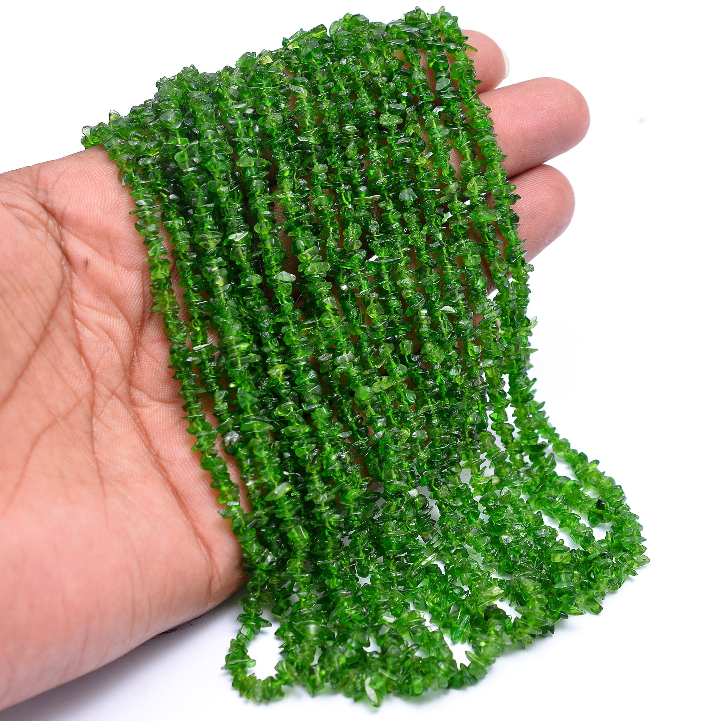 Natural Green Chrome Diopside Smooth Nuggets Beads, 4 To 5 mm, 34 Inch Strand, (SKU596)