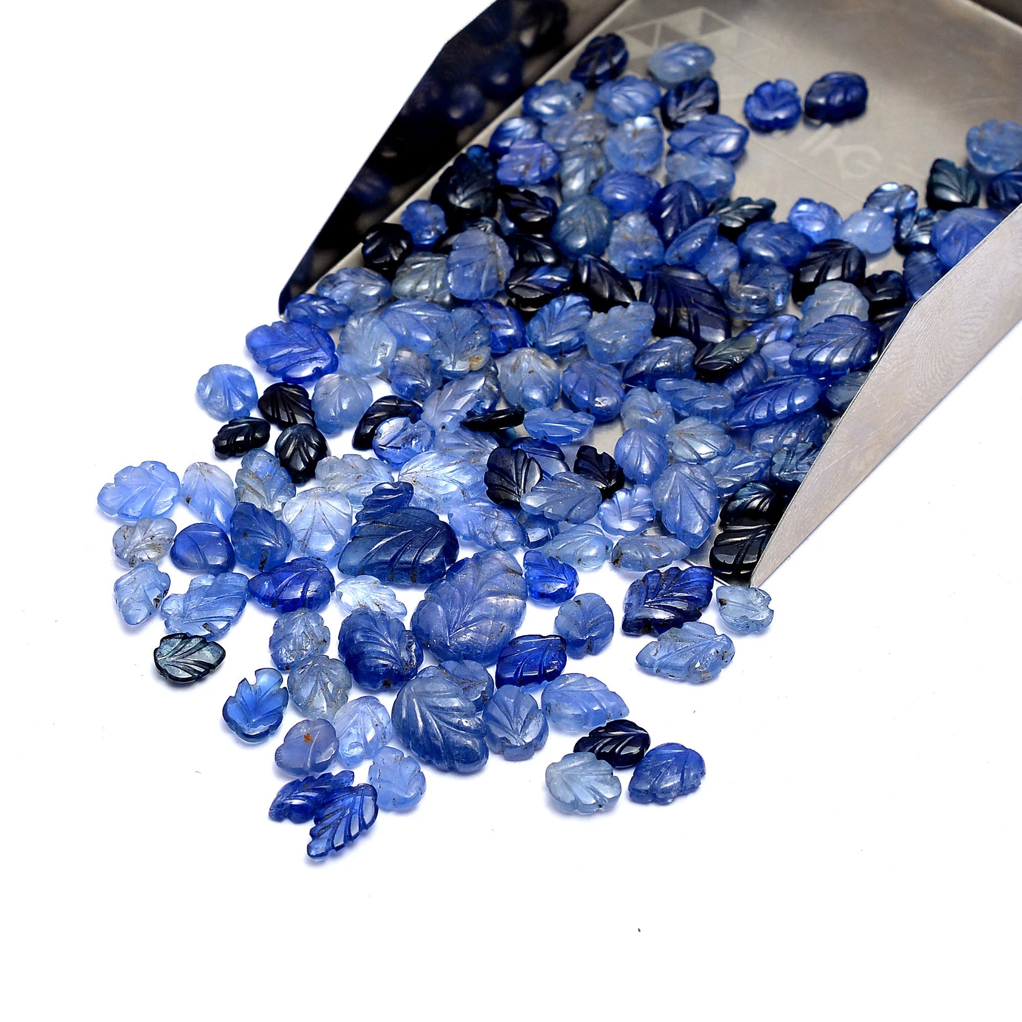 Natural Blue Sapphire Carving Leaf Loose Gemstone, 5 To 11 mm, (SKU623)