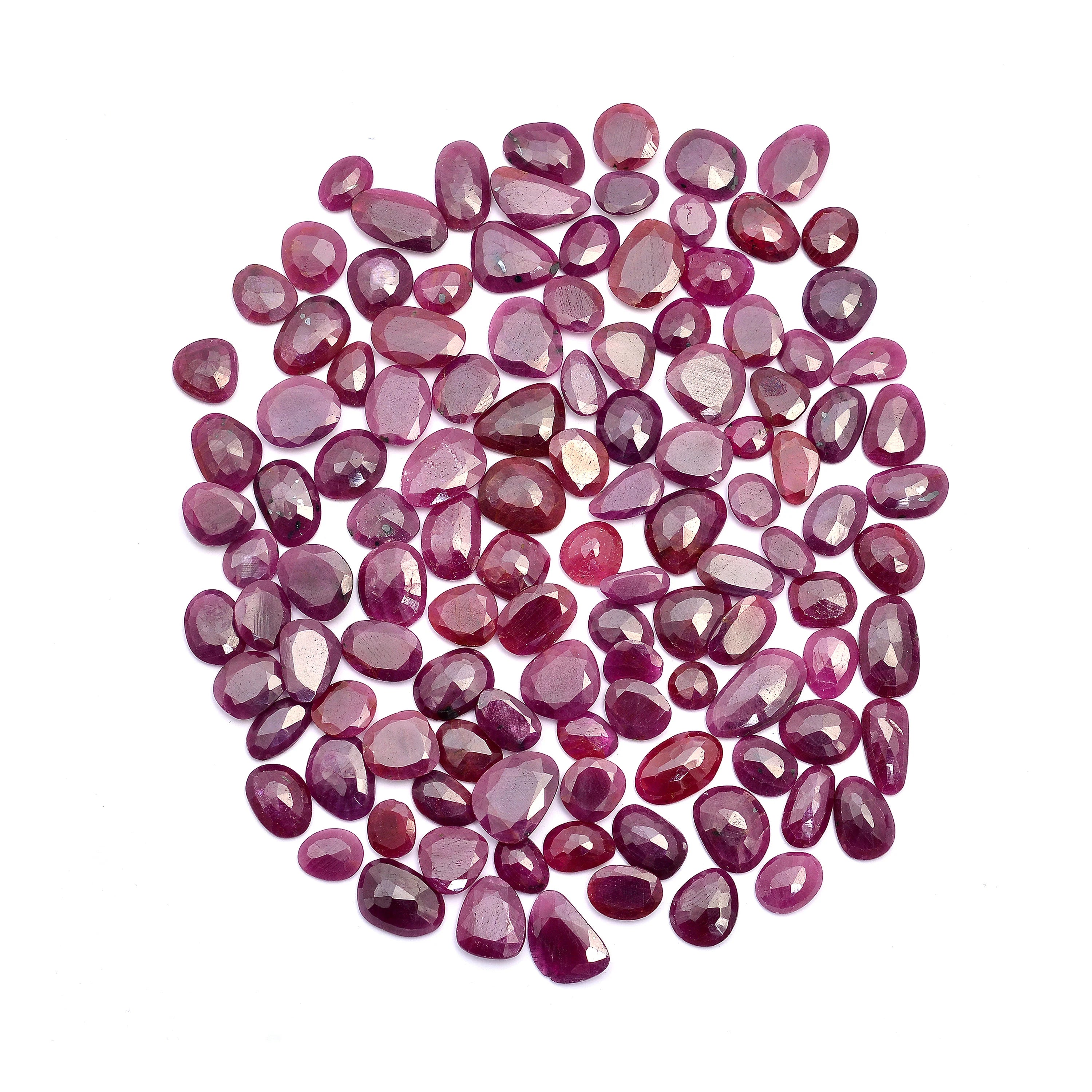 Ruby Rosecut Faceted Slice Loose Gemstone, 8 mm To 14 mm, Ruby Rosecut Slice, Ruby Jewelry Making Gemstone, SKU523