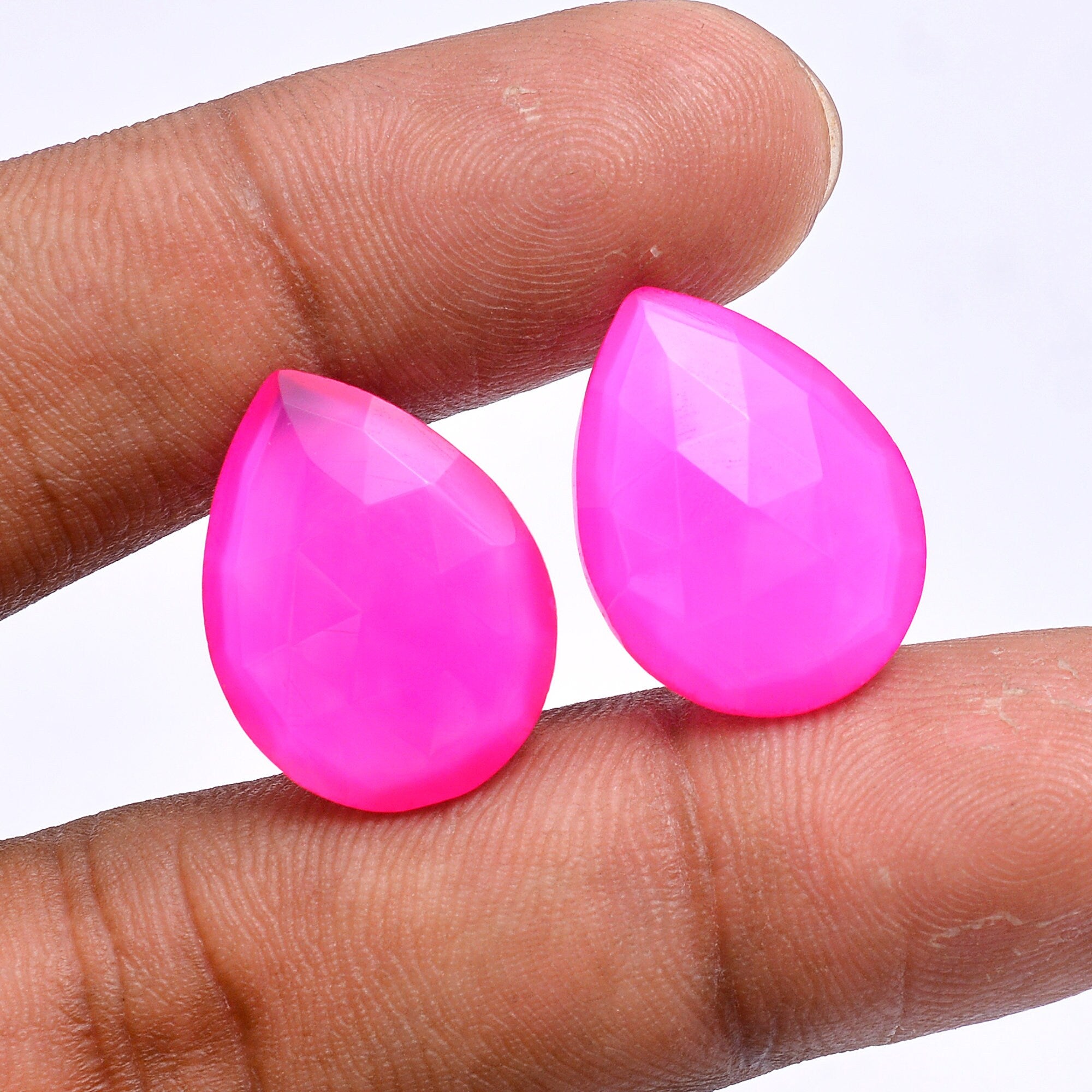 Pink Chalcedony Pear Cut Loose Gemstone, 15x20mm - Perfect for Earrings & Jewelry Making, (SKU 199)
