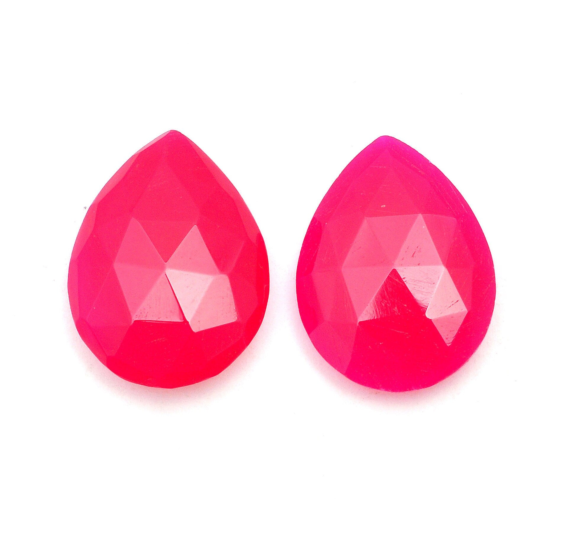 Pink Chalcedony Pear Cut Loose Gemstone, 15x20mm - Perfect for Earrings & Jewelry Making, (SKU 199)