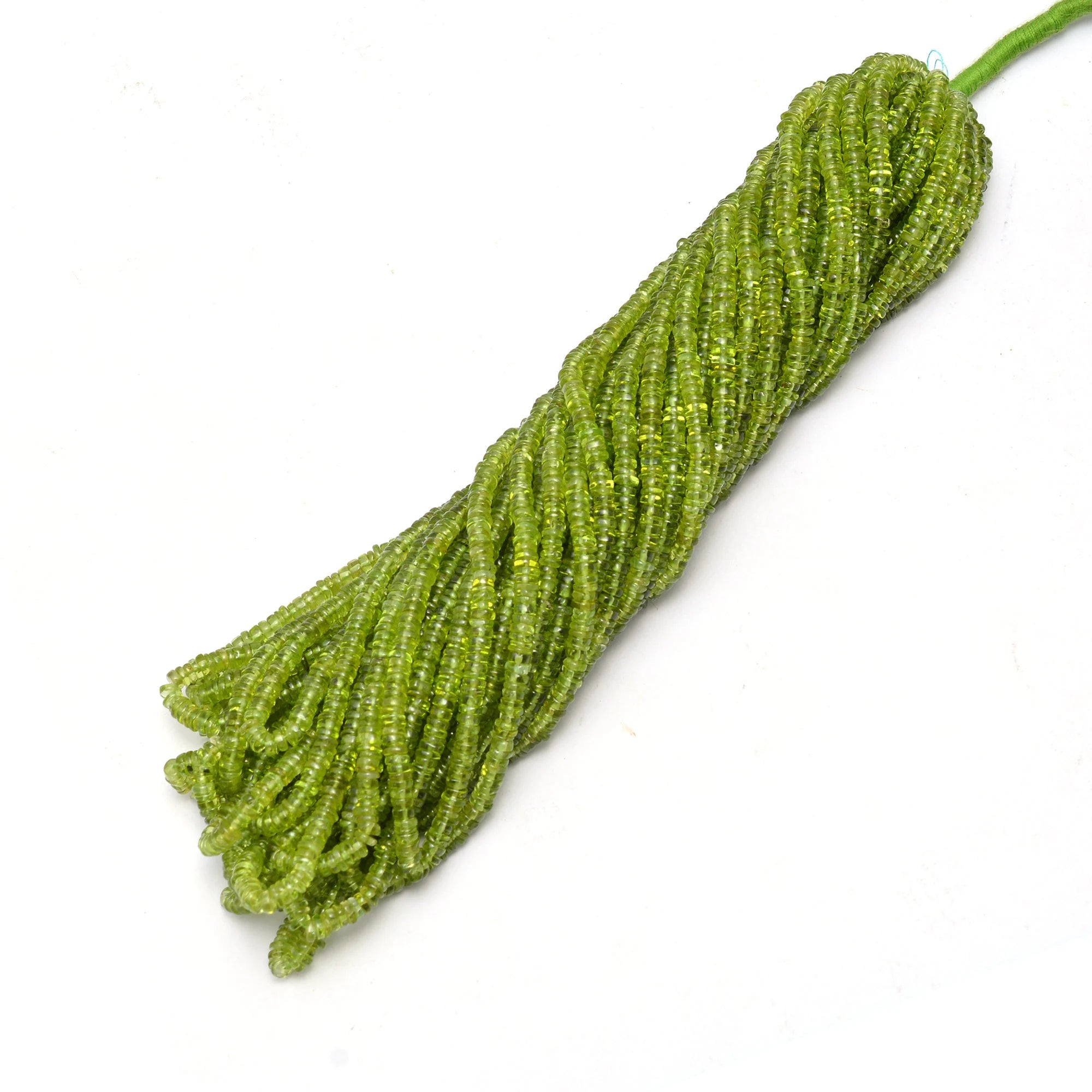 Natural Peridot Smooth Heishi Tyre Beads, 4 To 5 mm, 16 Inch Strand, (SKU629)