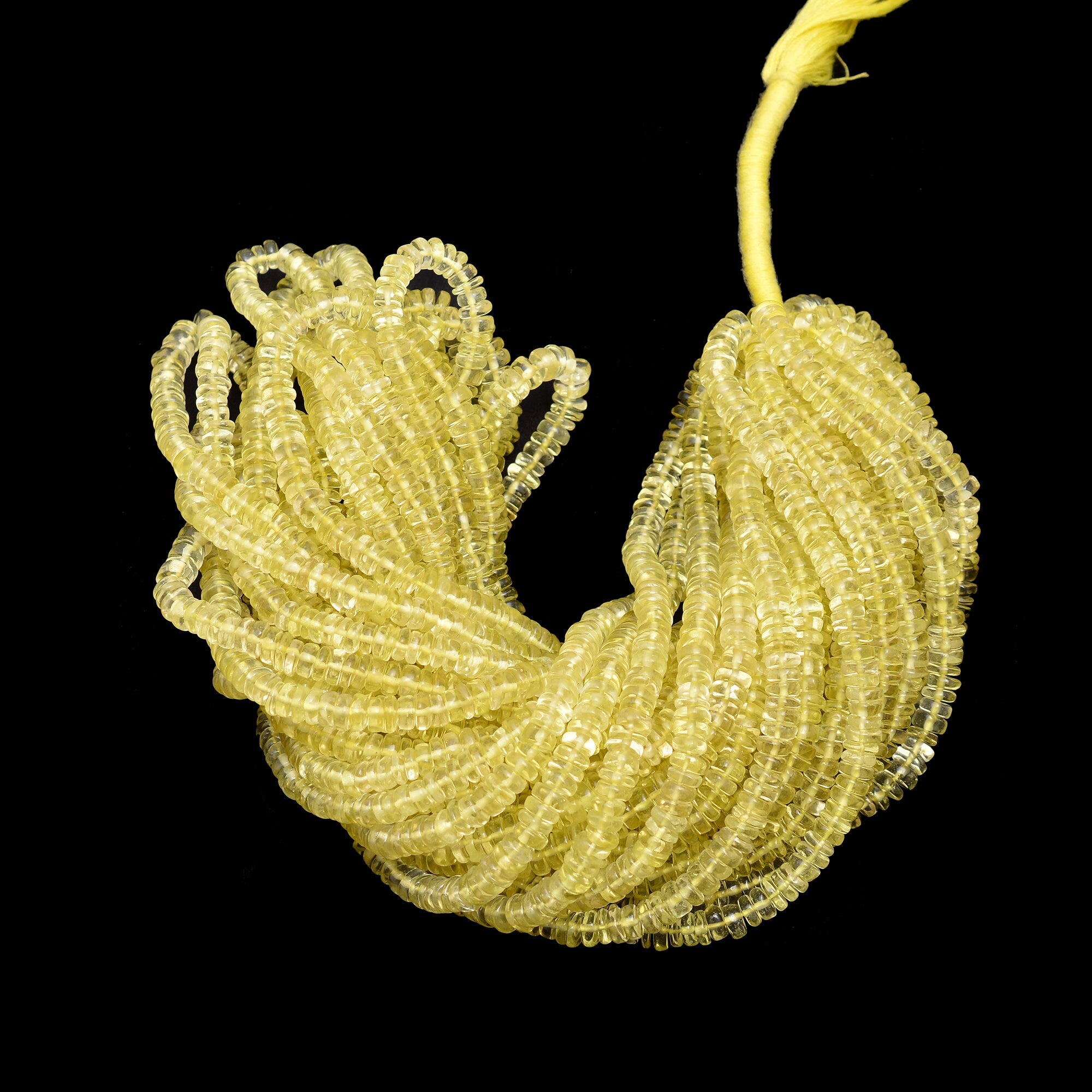 Lemon Quartz Smooth Tyre Beads, 5 mm, Quartz Wheels Beads, SKU633