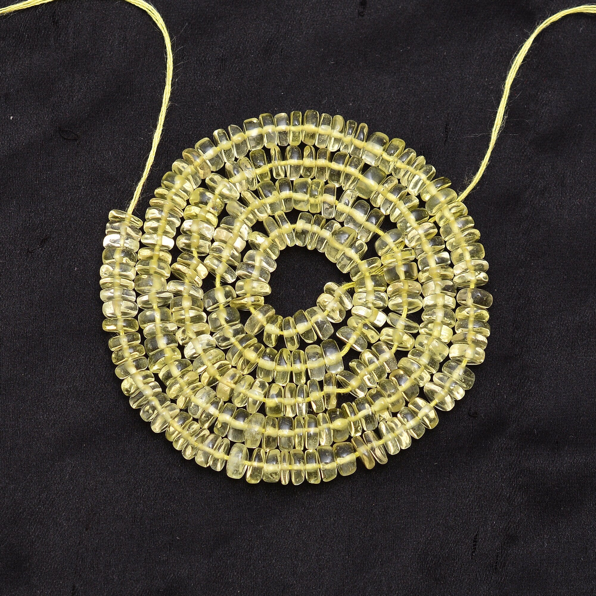 Lemon Quartz Smooth Tyre Beads, 5 mm, Quartz Wheels Beads, SKU633