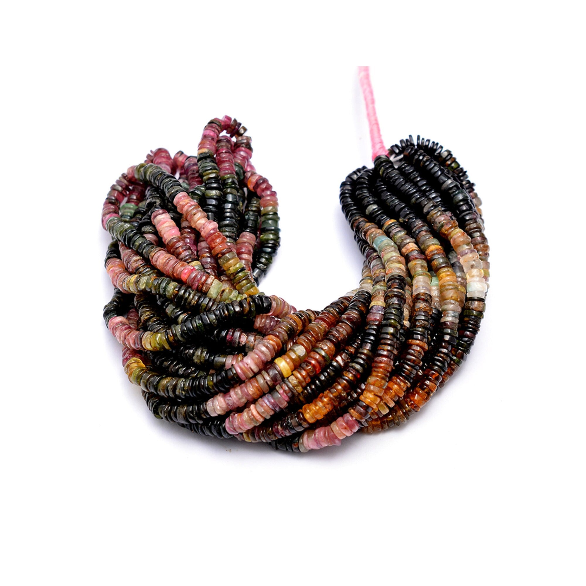 Multi Tourmaline Smooth Heishi Beads, Tourmaline Tyre Beads, 5 to 8 mm, Tourmaline Beaded Jewelry, 16 Inch Strand, (SKU675)