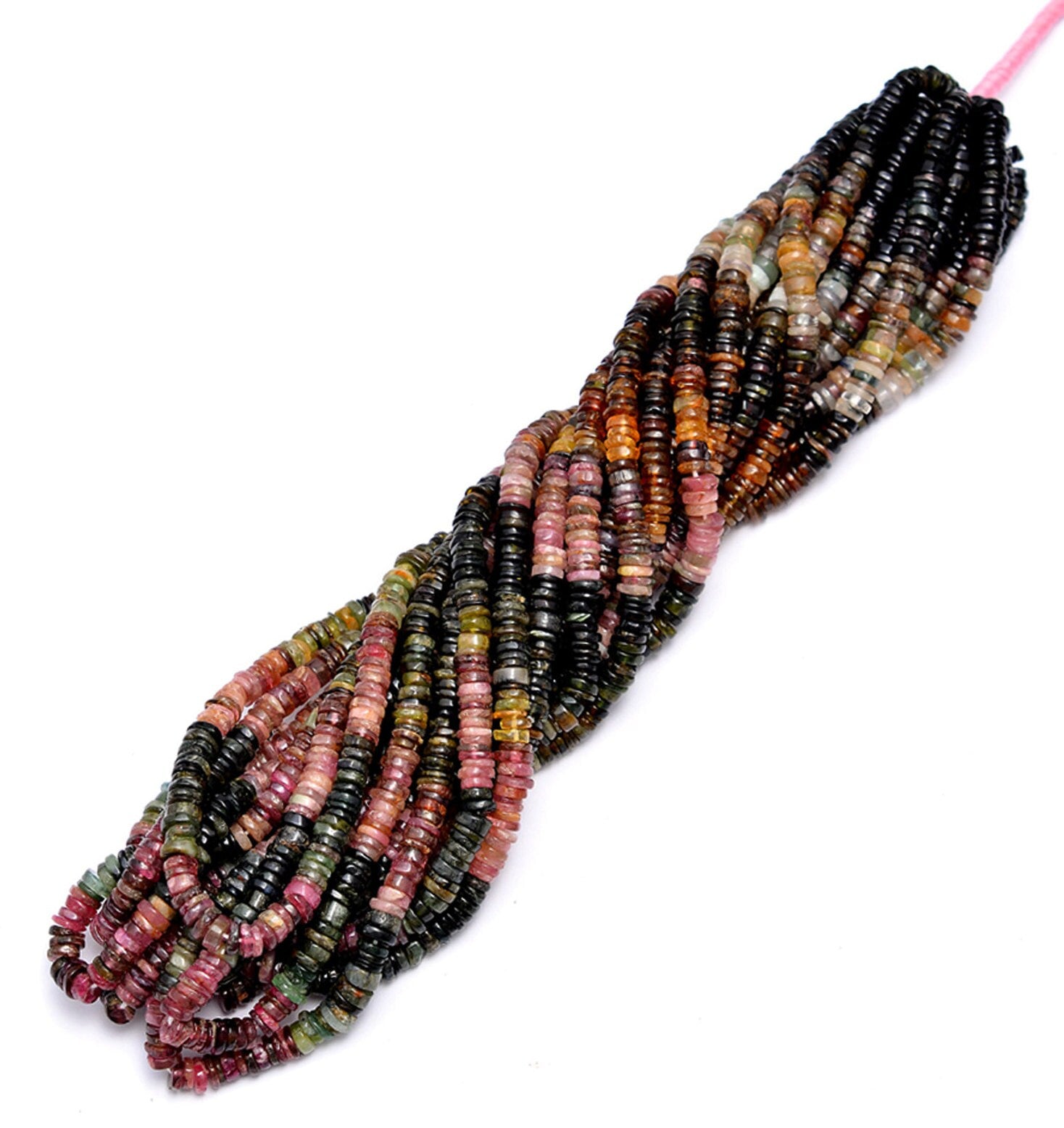 Multi Tourmaline Smooth Heishi Beads, Tourmaline Tyre Beads, 5 to 8 mm, Tourmaline Beaded Jewelry, 16 Inch Strand, (SKU675)