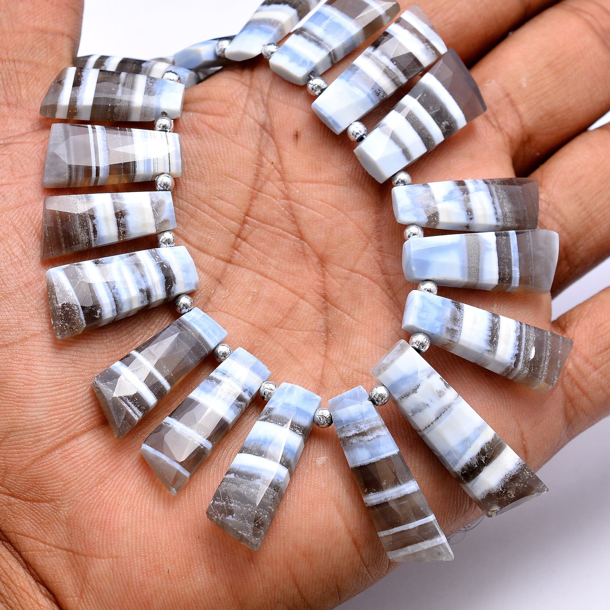 Boulder Opal Faceted Long Slice Beads, 8x10 mm To 10x38 mm, SKU688