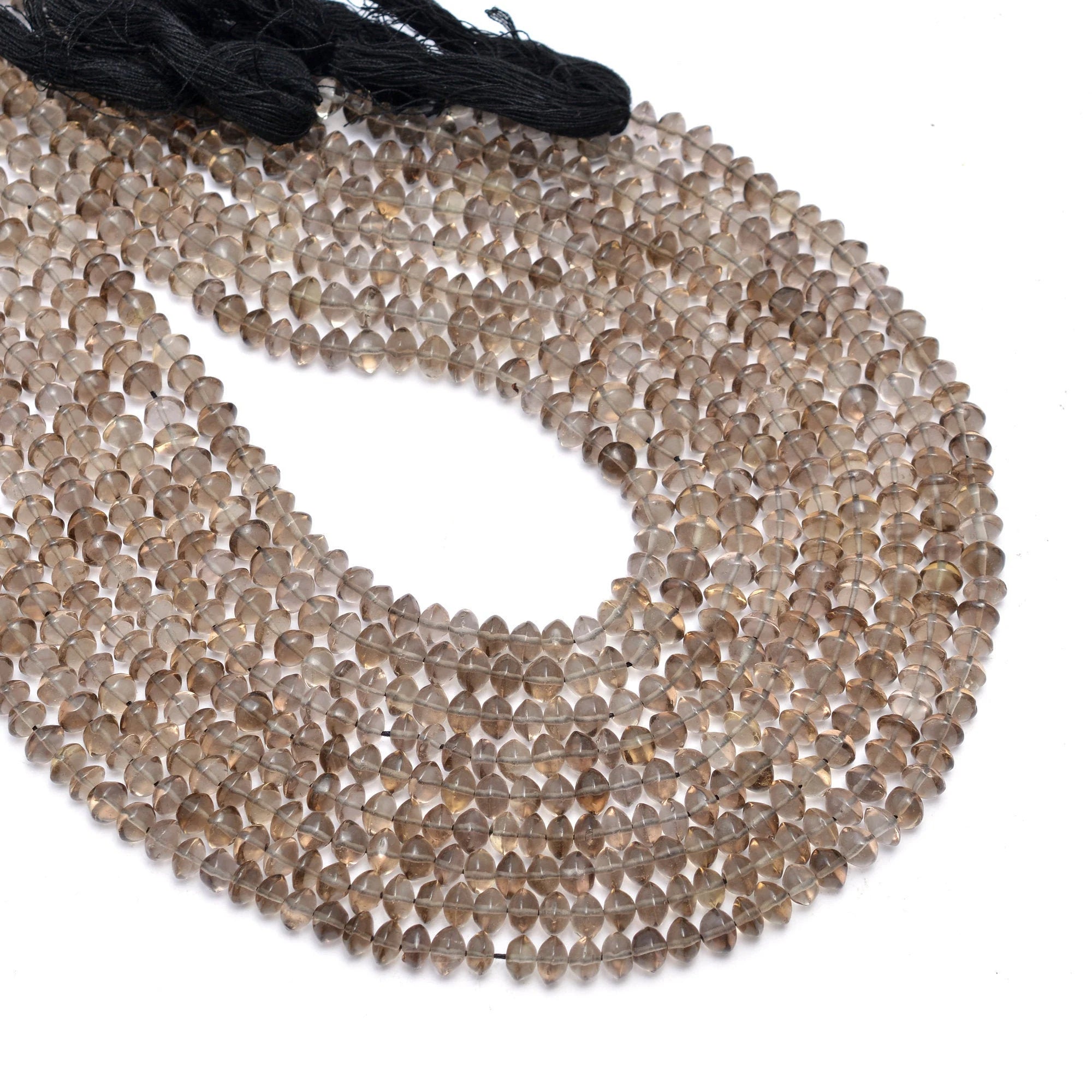 Natural Smoky Quartz Smooth Rondelle Beads, (SKU648)