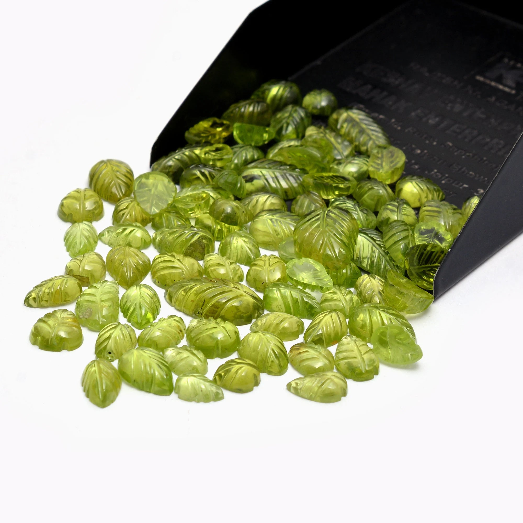 Natural Peridot Carving Leaves Loose Gemstone, (SKU650)