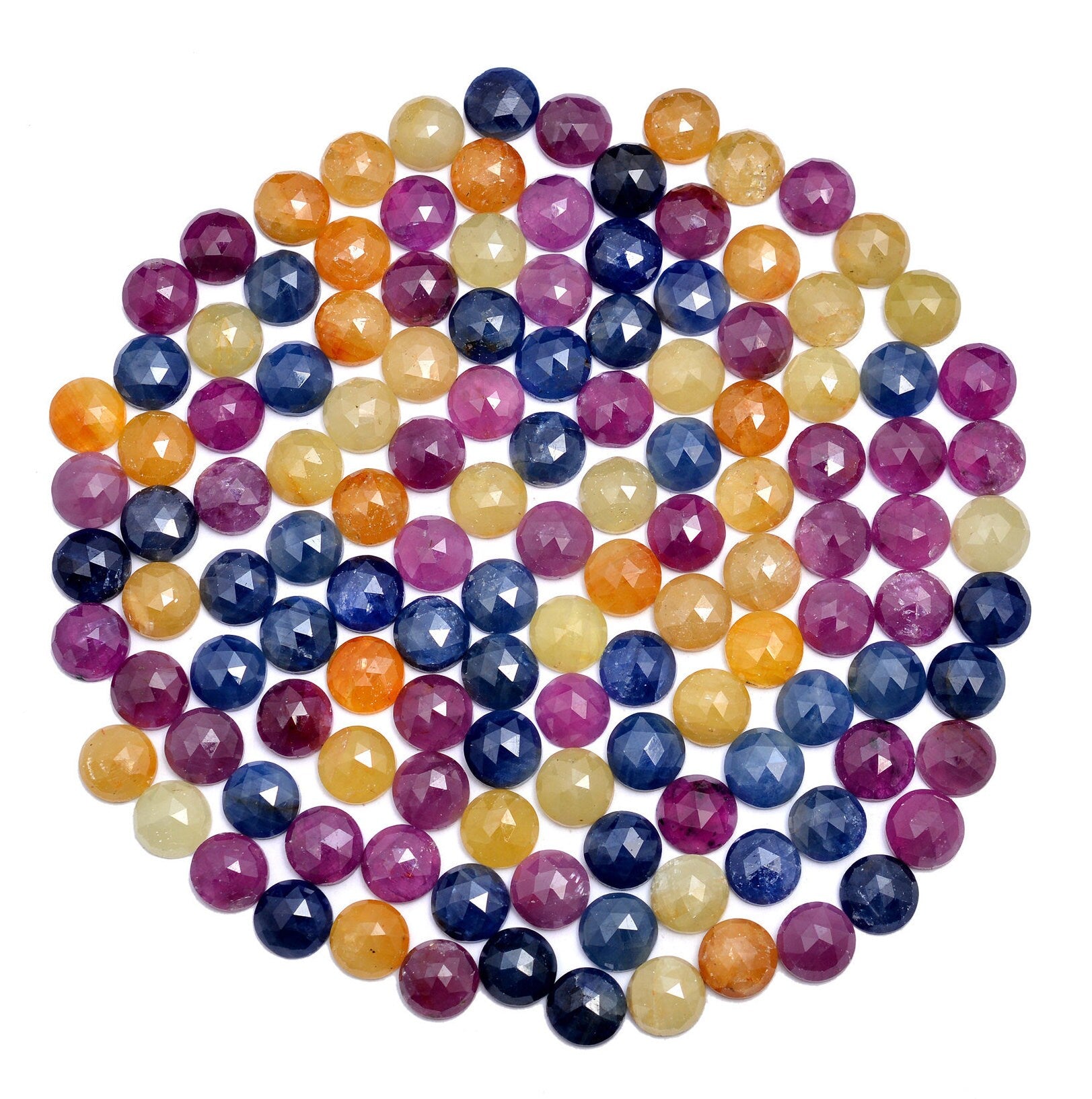 Multi Color Sapphire Round Gemstone, Faceted Round Loose Gemstone, (SKU665)