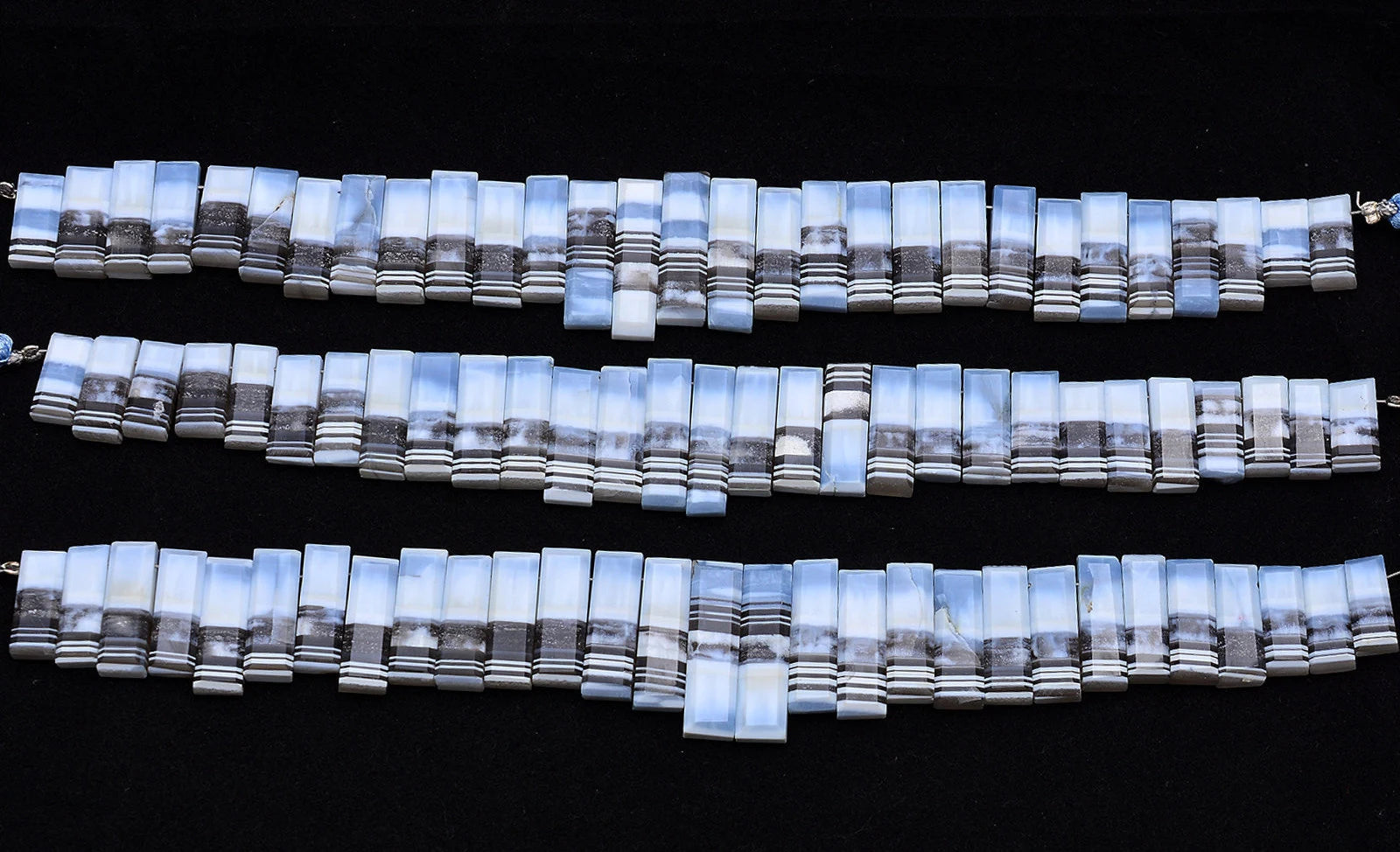 Natural Blue Boulder Opal Smooth Rectangle Beads, 7x15 mm To 7x25 mm, Blue Opal Rectangle, Boulder Opal Jewelry Making Beads, 8 Inch