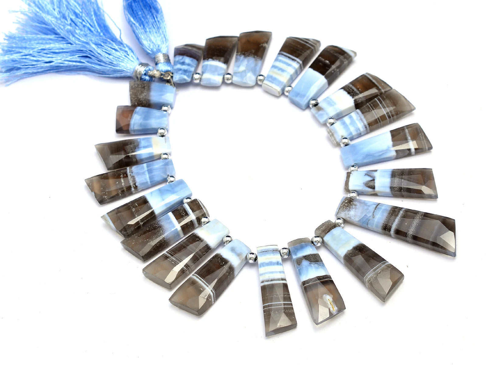 Blue Boulder Opal Faceted Long Slice Beads, 9x15 mm To 10x38 mm, Blue Opal Slice, Black Blue Opal, Opal Jewelry Making Beads, 8 Inch