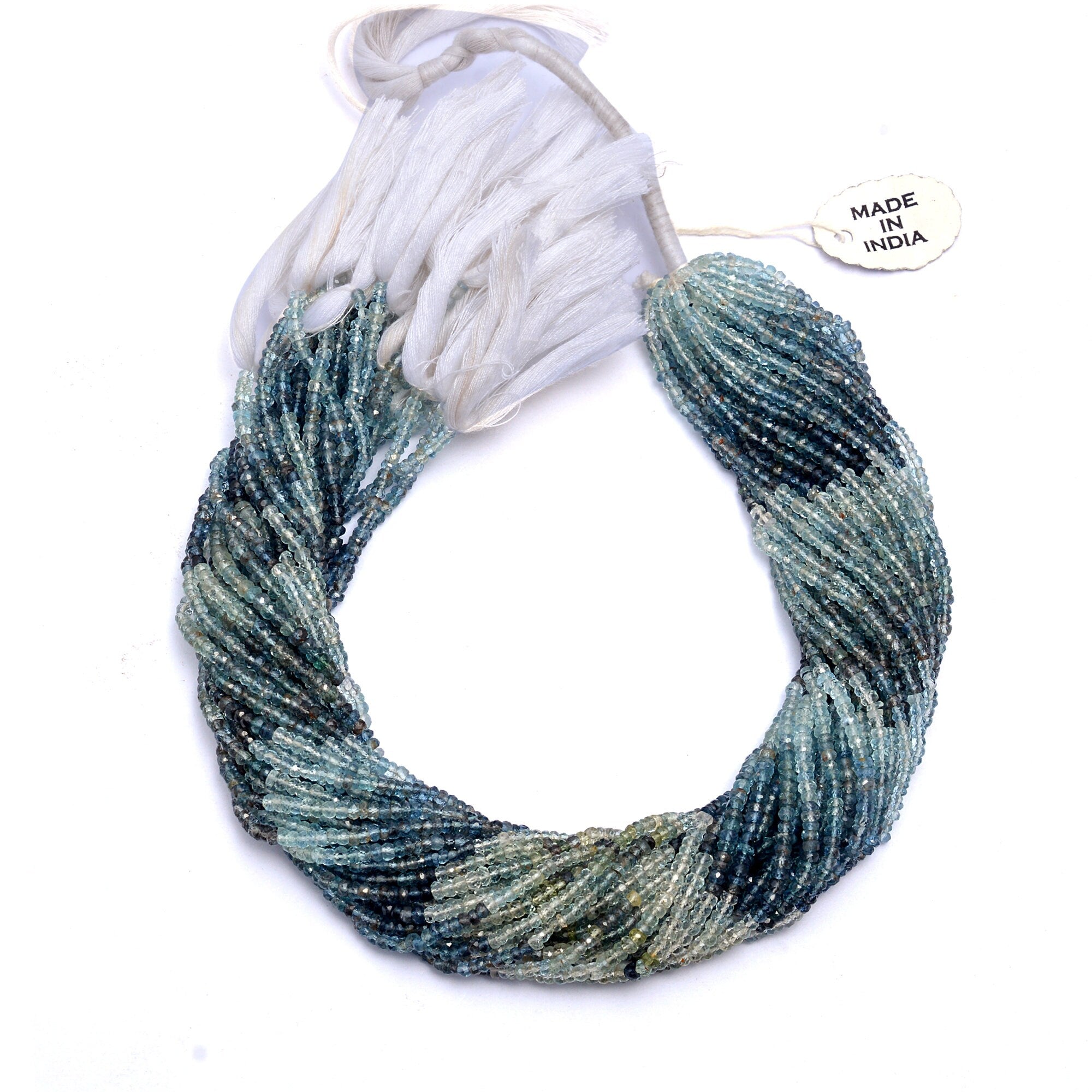 Natural Moss Aquamarine Faceted Rondelle Beads, Moss Aquamarine Beads, Aquamarine Jewelry Making Beads, 15 Inch Strand