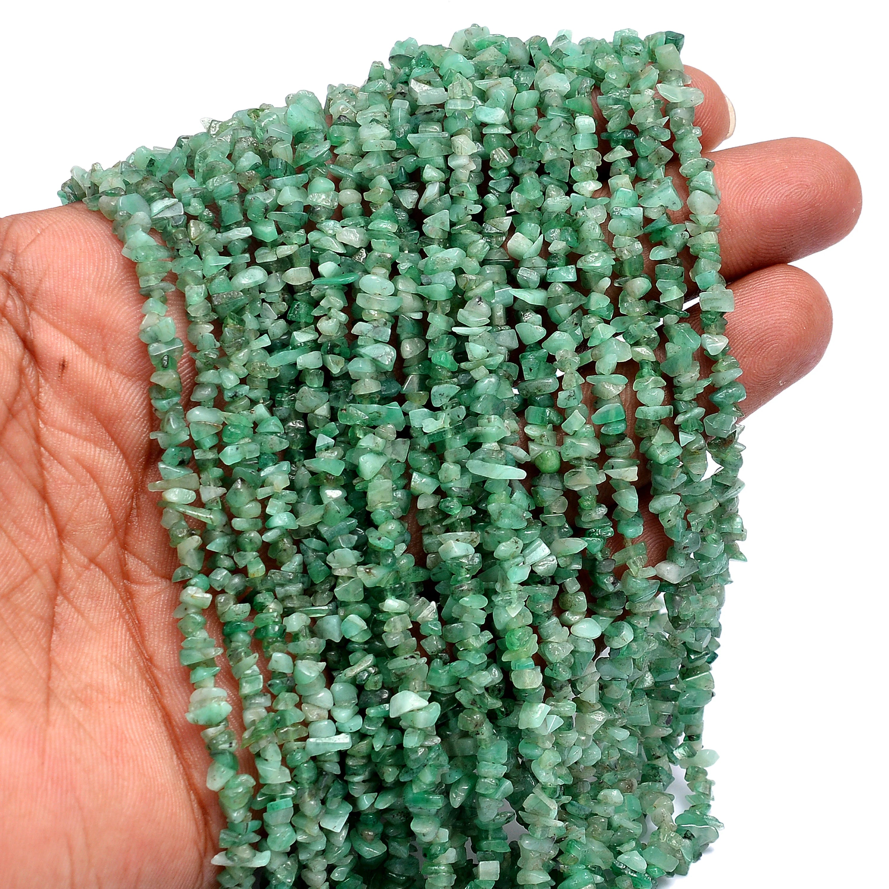 Emerald Smooth Nuggets Beads, 3 mm To 4 mm, 34 Inch, SKU593