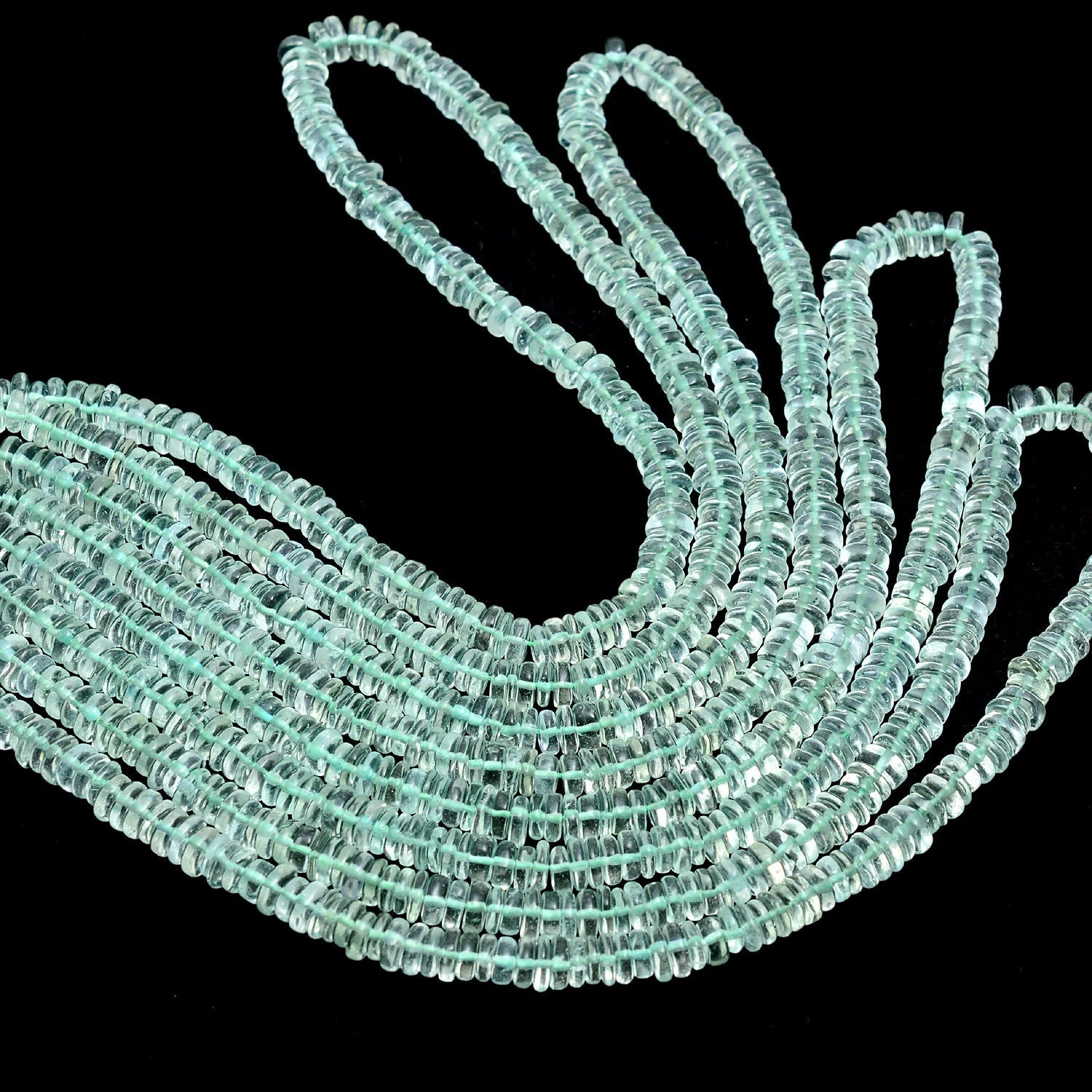 Green Amethyst Smooth Tyre Beads, 5.5 mm To 6.5 mm, SKU403