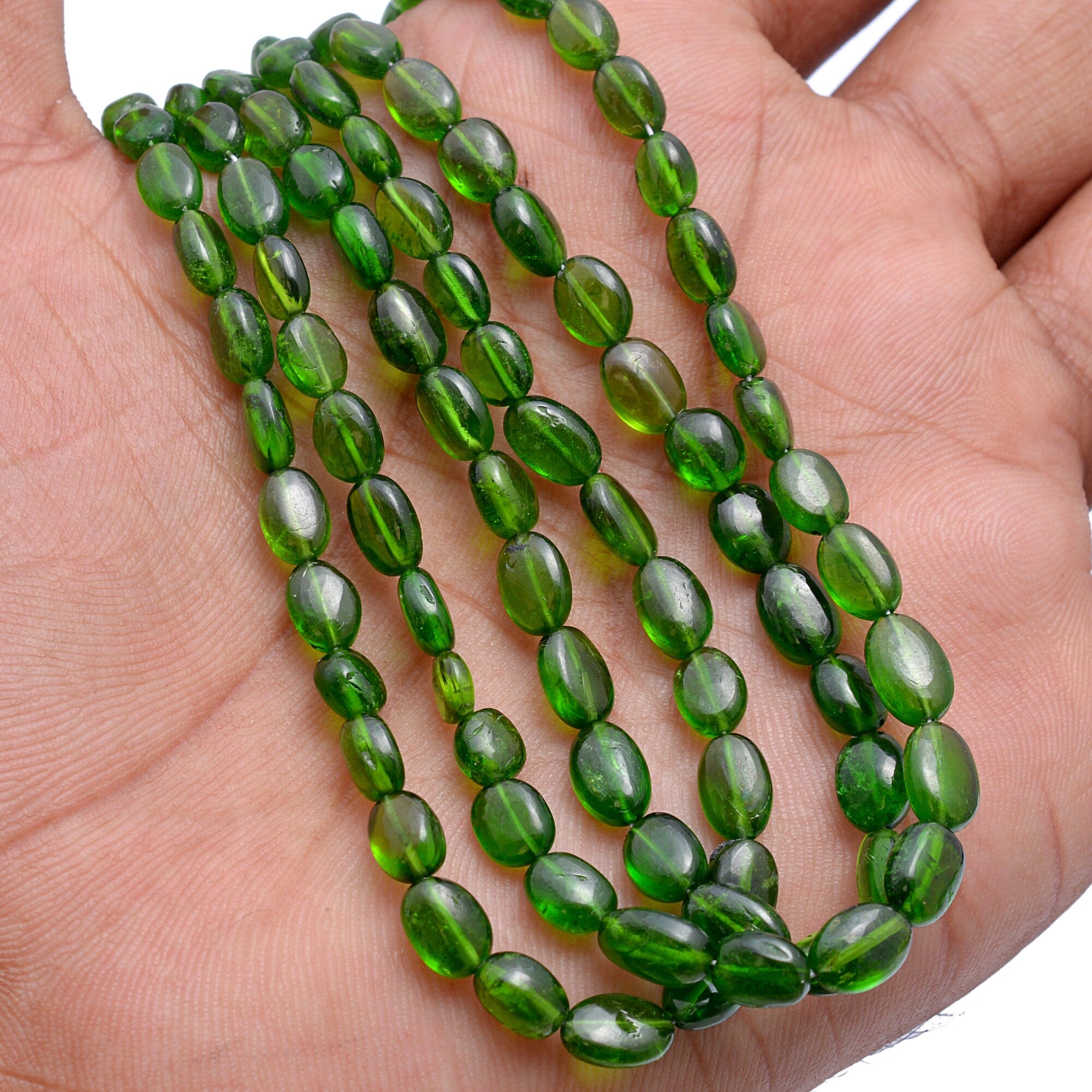 Chrome Diopside Smooth Oval Beads, Chrome Diopside Oval, Chrome Diopside Smooth Beads, Chrome Diopside Jewelry Making Beads, 16 Inch