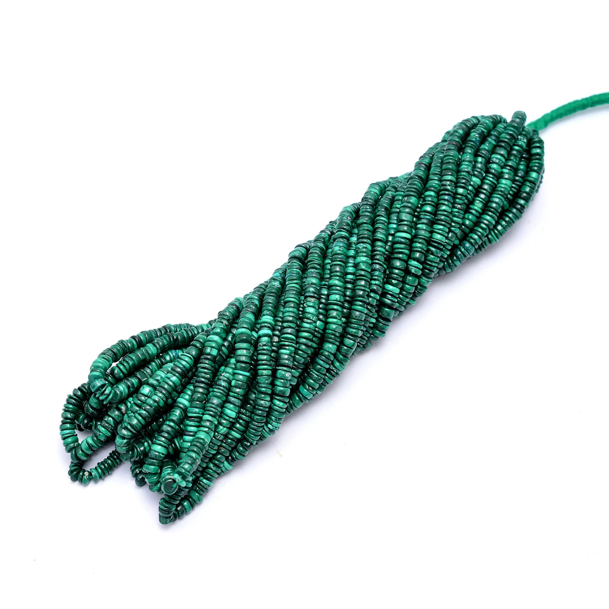 Natural Malachite Smooth Tyre Beads, Malachite Wheels Cut Beads, Malachite Coin Beads, Malachite Jewelry Making Beads, 16 Inch