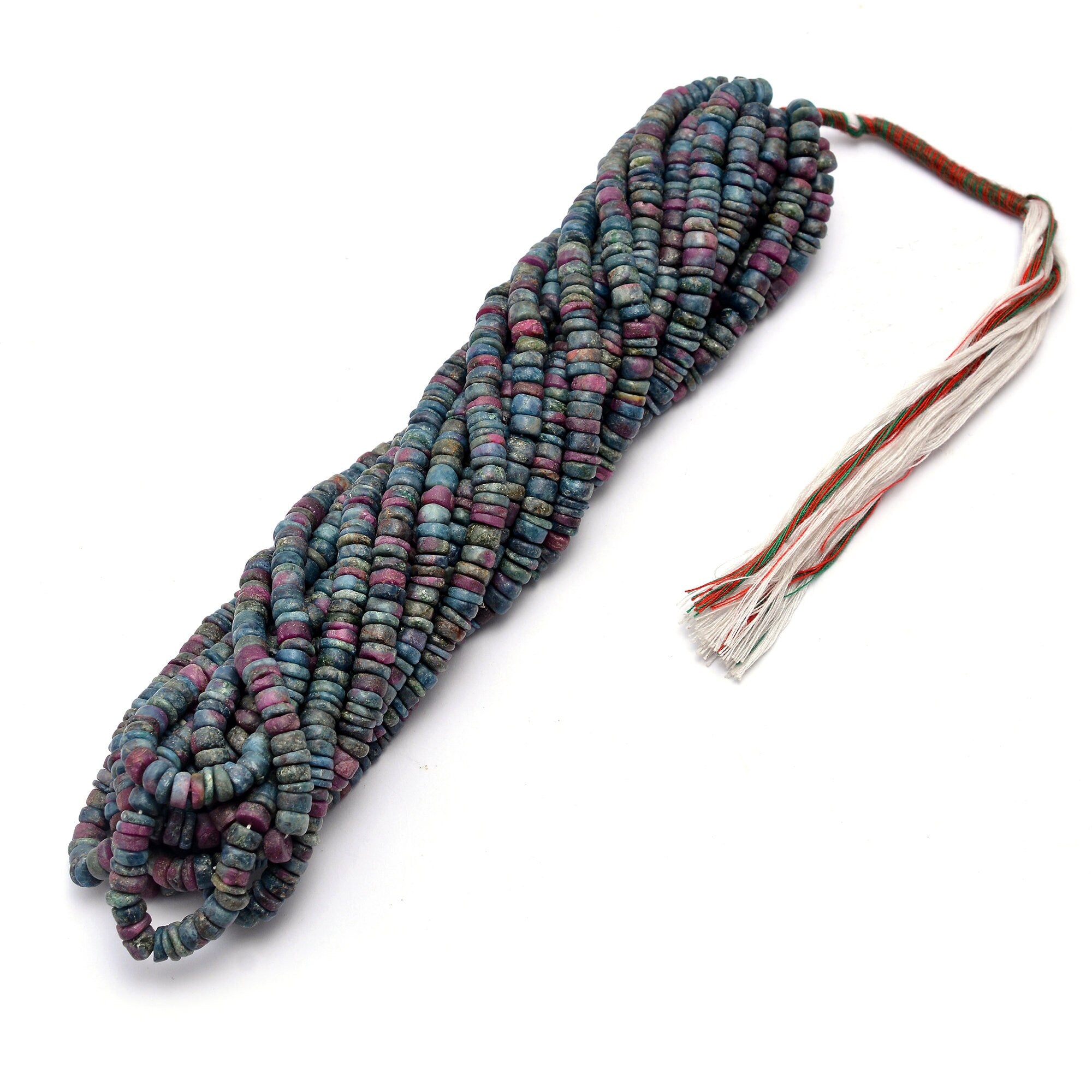 Ruby Fuchsite Smooth Matte Finish Tyre Beads, SKU689