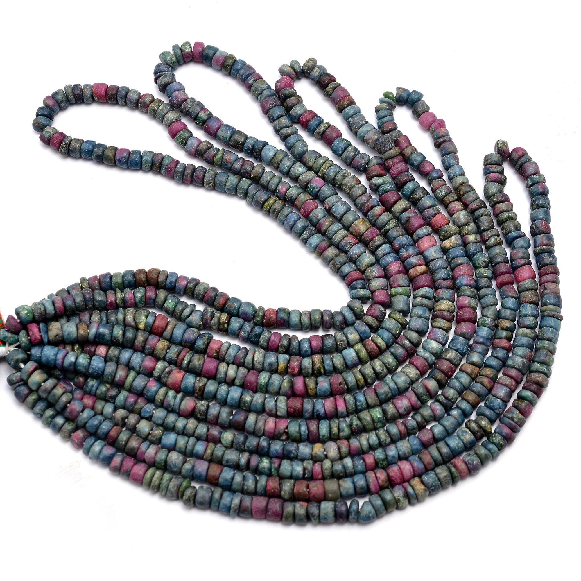 Ruby Fuchsite Smooth Matte Finish Tyre Beads, SKU689