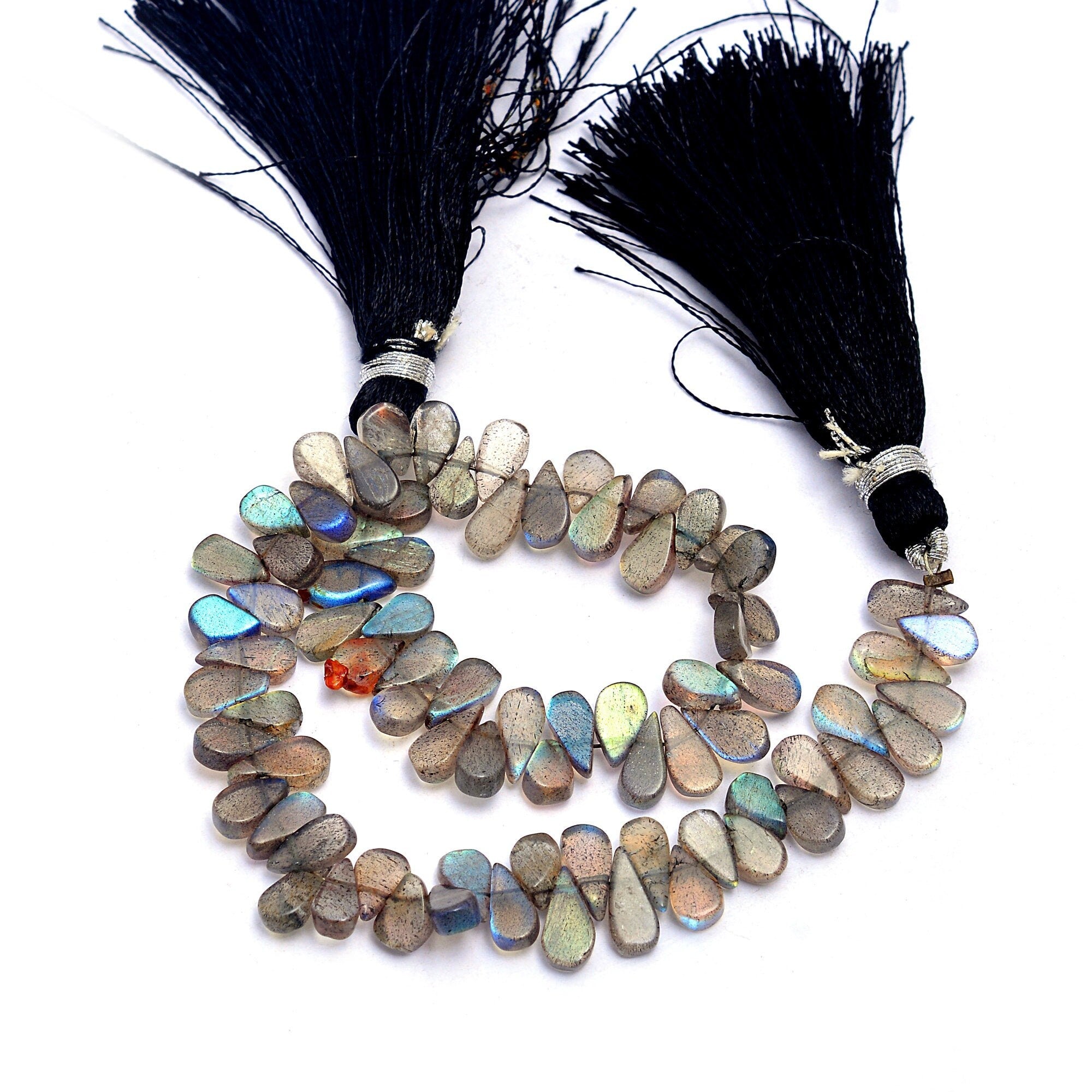 Natural Labradorite Smooth Pear Shape Gemstone Beads, 6 To 9 mm, 8 Inch, (SKU524)