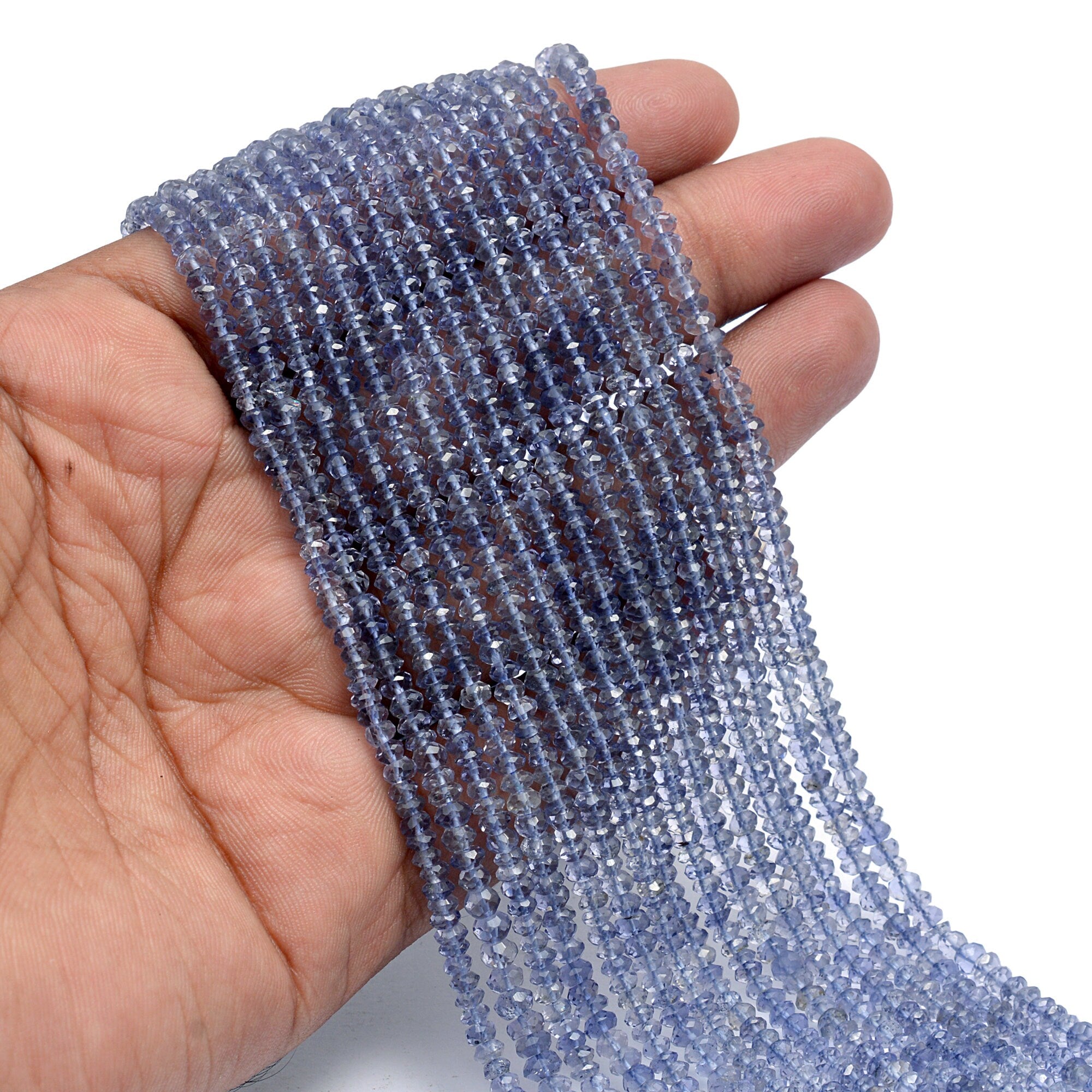 Iolite Faceted Rondelle Beads, 3.5 mm To 4 mm, Iolite Faceted Beads, Iolite Handmade Rondelle Jewelry Making Gemstone Beads, 15 Inch