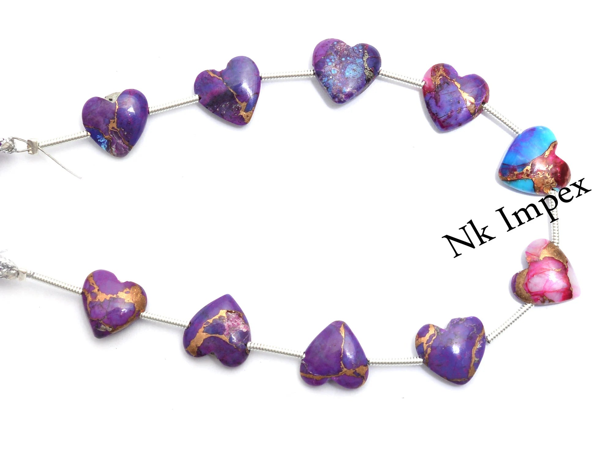 Copper Turquoise Smooth Heart Beads, Blue Turquoise Heart, Blue Copper Turquoise Heart Jewelry Making Gemstone Beads, 6 Inches