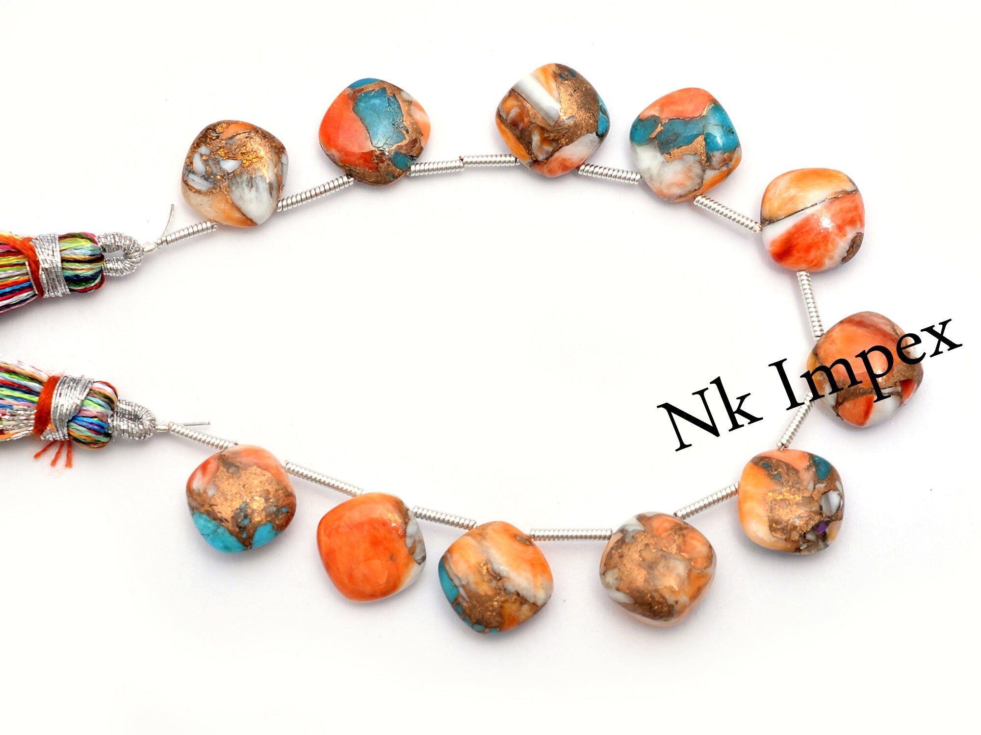 Unique Copper Turquoise Smooth Cushion Cut Beads, 10x10 mm, 6 Inch Strand, (SKU954)