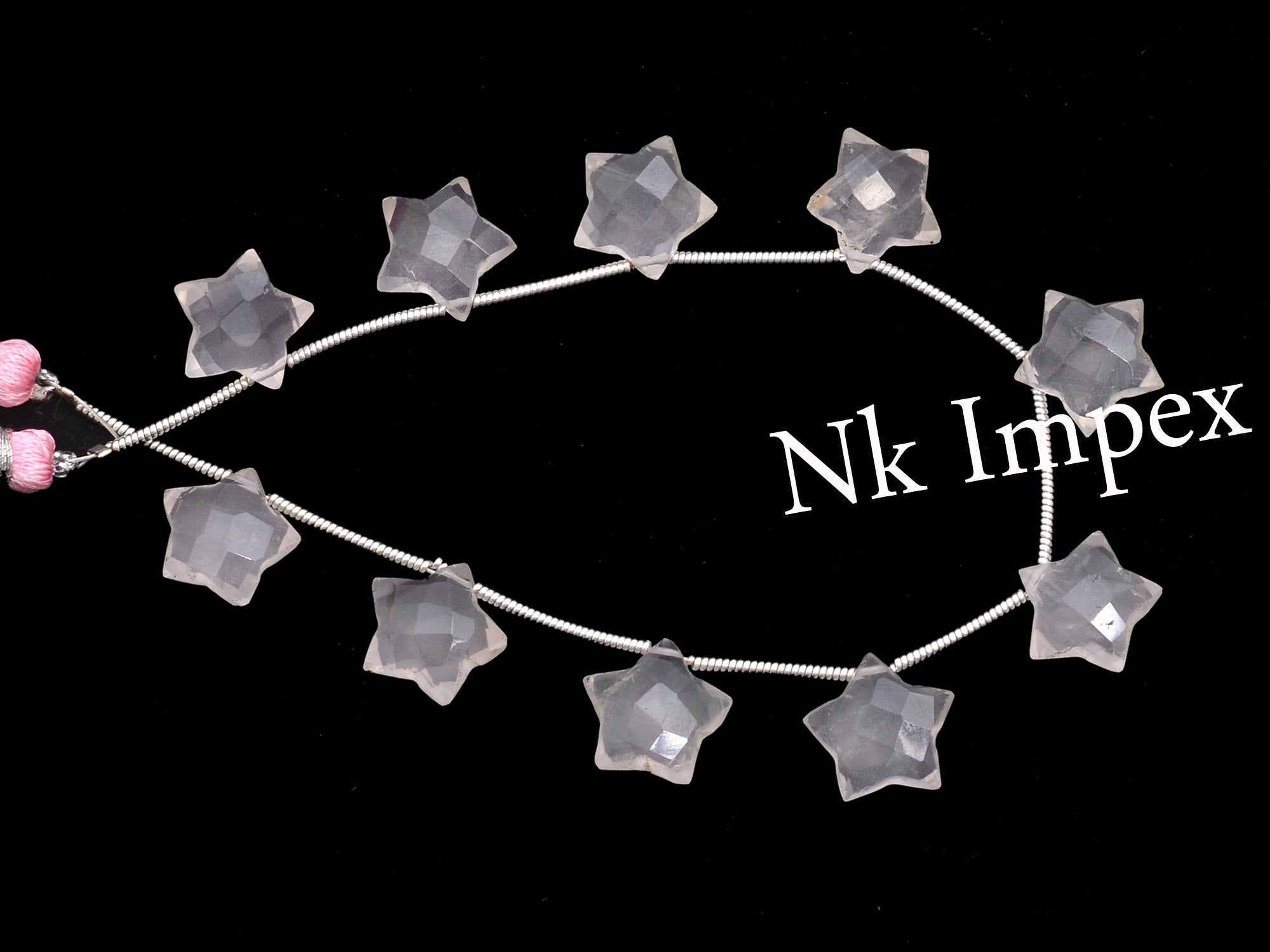 Natural Pink Star Rose Quartz Beads, Dangle Drop Faceted Star Beads, Quartz Gemstone Beads, 11 mm, 7 Inch, (SKU923)