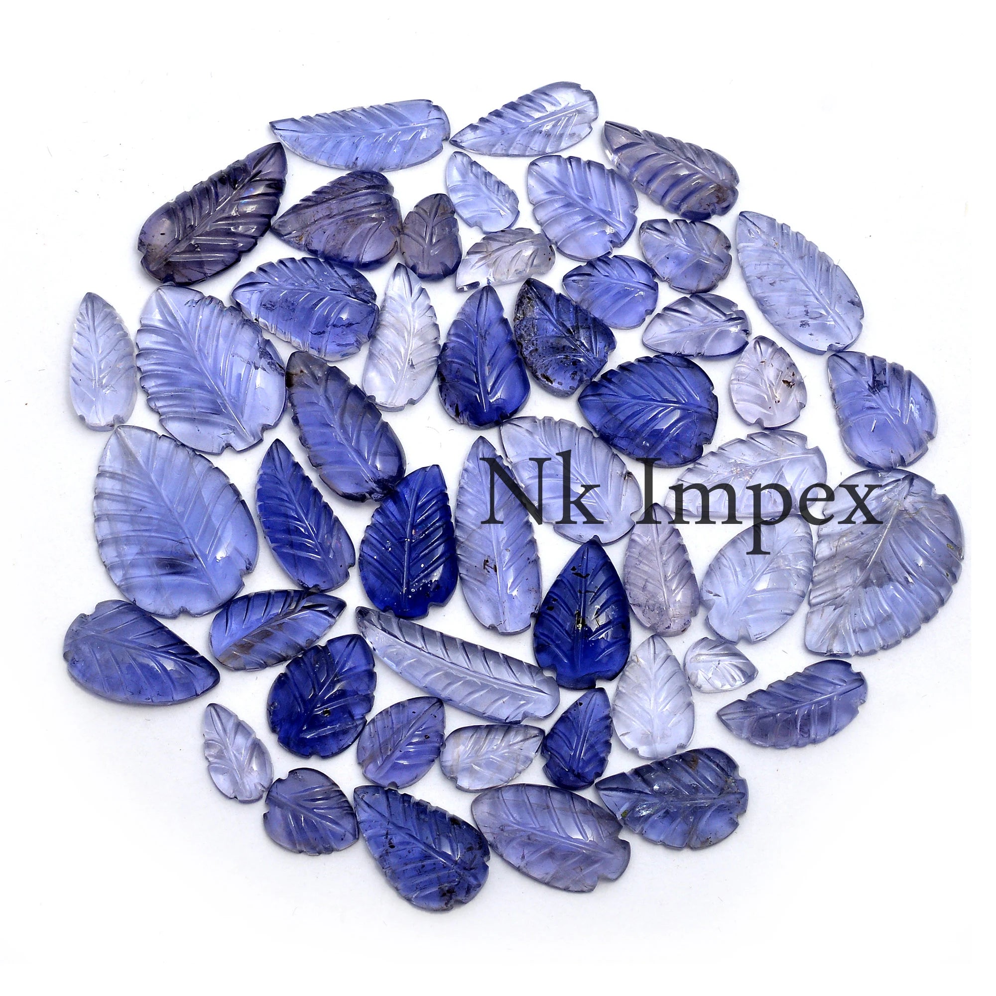 Natural Iolite Carving Leaf Loose Gemstone, 9 mm To 20 mm, High Quality Gemstone Supplier, (SKU205)