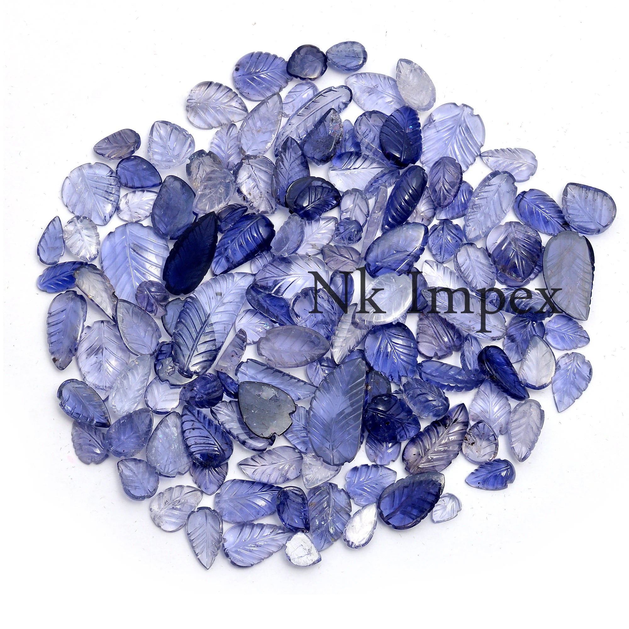Natural Iolite Carving Leaf Loose Gemstone, 9 mm To 20 mm, High Quality Gemstone Supplier, (SKU205)