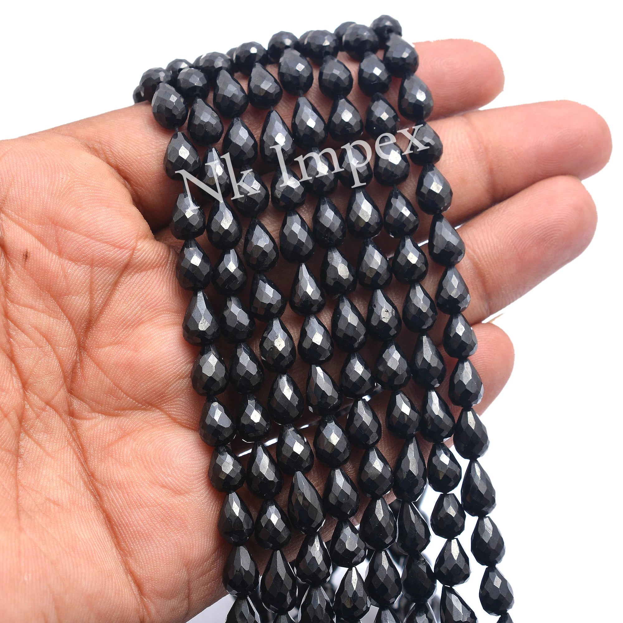 Natural Black Spinel Faceted Straight Drill Drops Beads, 8 To 11mm, 15 Inch Bead Strand, Unique Spinal Jewelry, (SKU433)